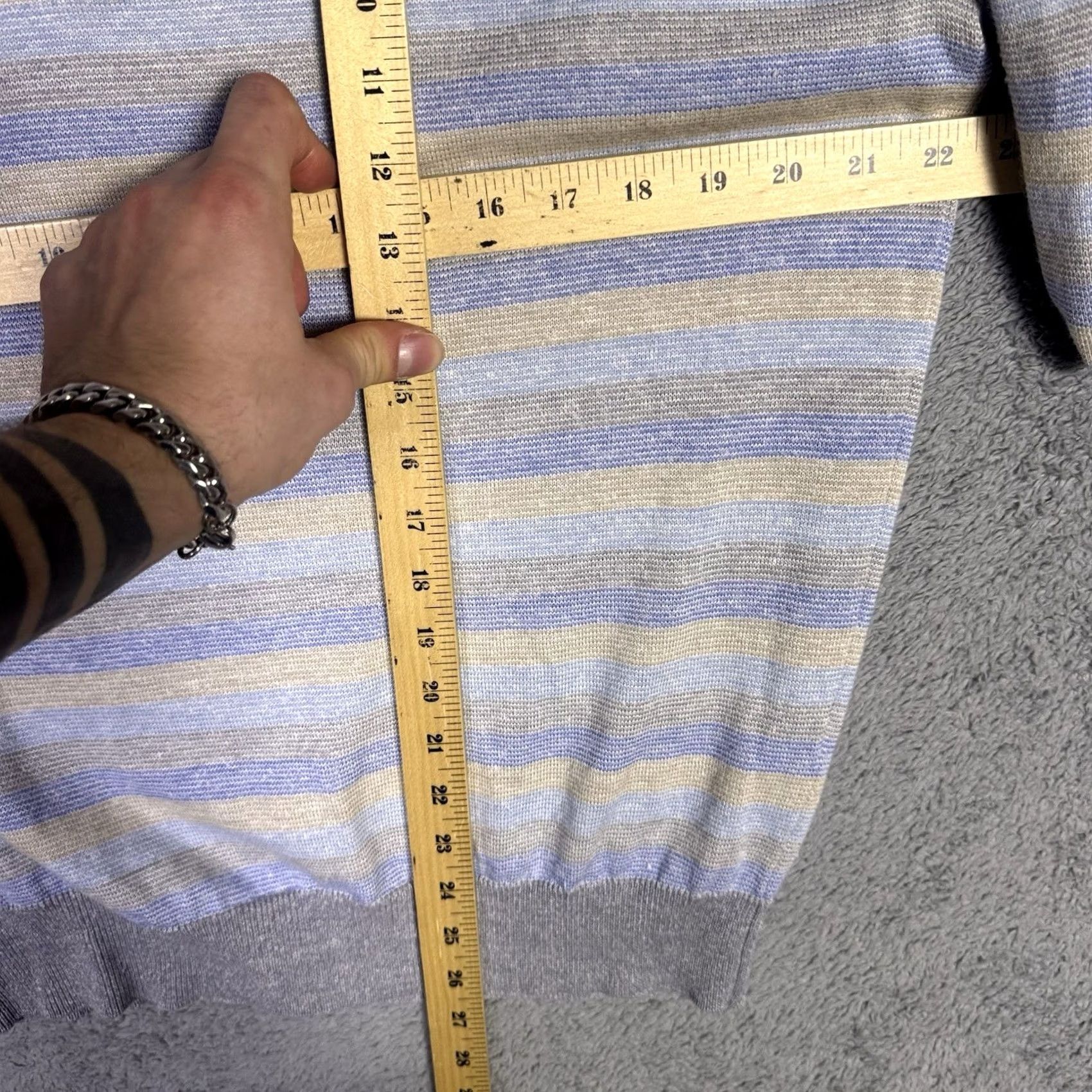 Peter Millar Peter Millar Sweater Mens M Crown Merino Wool Linen 1/4 Zip Pullover Jumper Slim Knit Navy Blue Striped Size US M / EU 48-50 / 2 - 7 Thumbnail