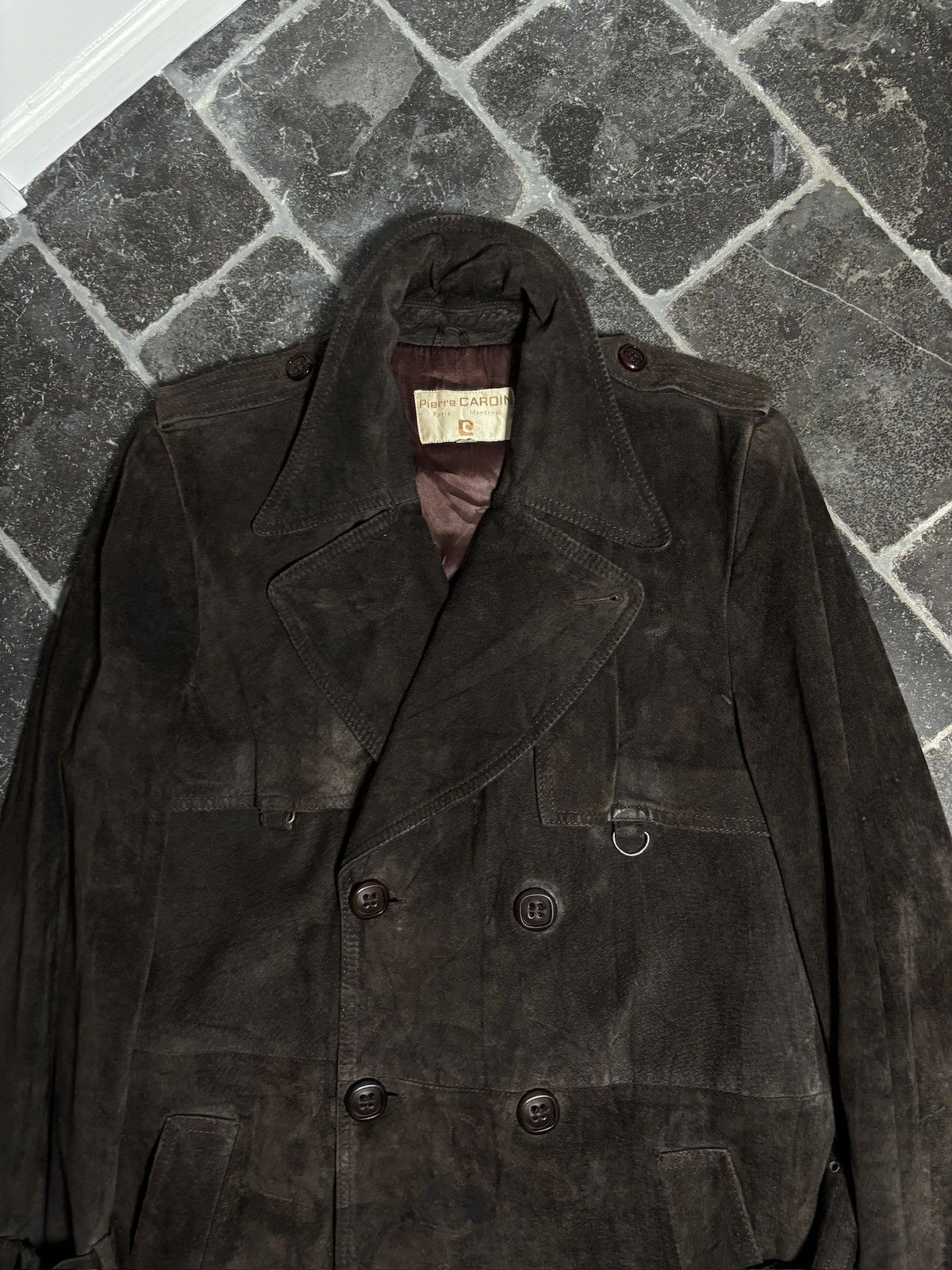 Pierre Cardin 1970s Pierre Cardin Vintage Leather Jacket Suede Trench Coat Size US S / EU 44-46 / 1 - 16 Thumbnail