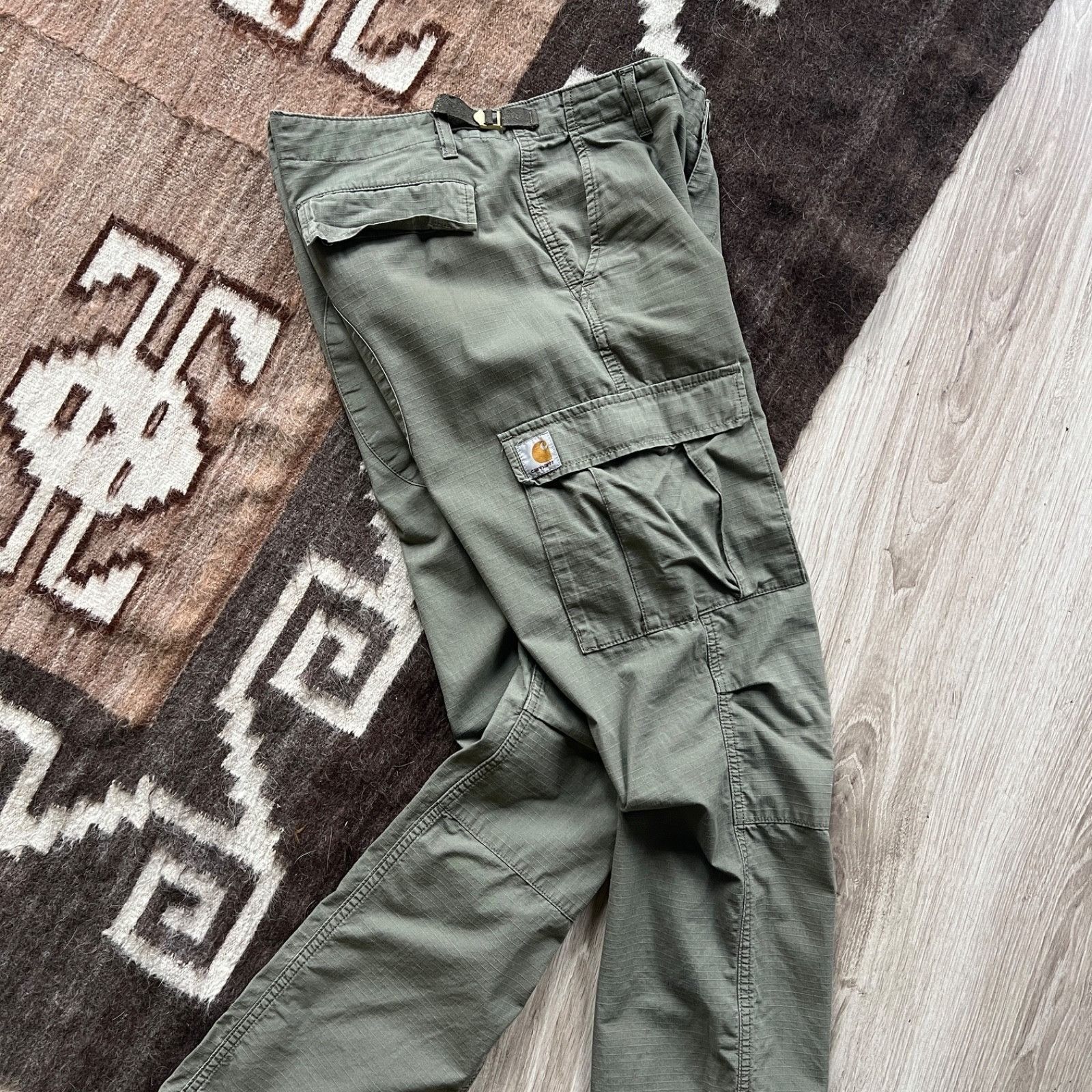 Carhartt Wip Carhartt Aviation Olive Green Ripstop Cargo Pants 9614AC Size US 32 / EU 48 - 4 Thumbnail