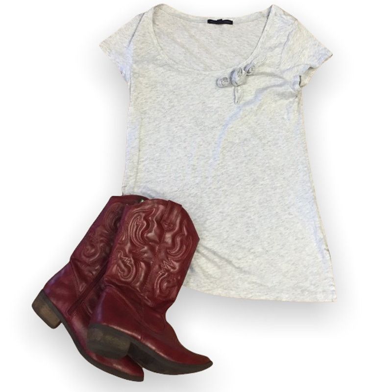Gap Gap Gray Fitted Tee Top Shirt Flowers at Neck Size Small Size US S / EU 44-46 / 1 - 2 Thumbnail