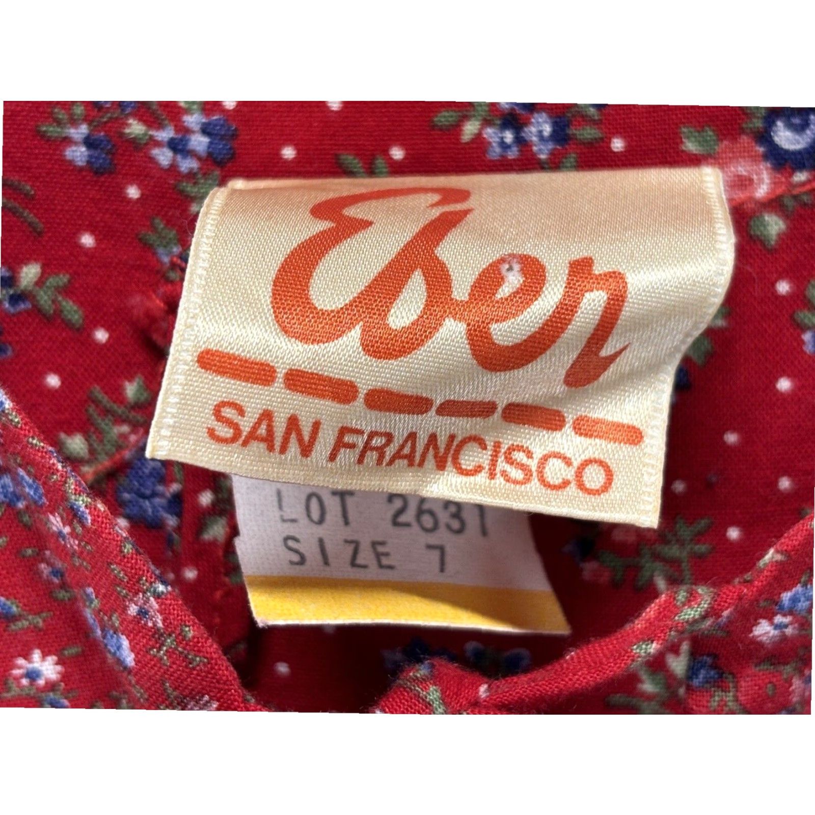 Vintage VINTAGE Eber San Francisco Prairie Floral Dress Set Girls Size 7 Red Cotton 1980s Size ONE SIZE - 6 Thumbnail