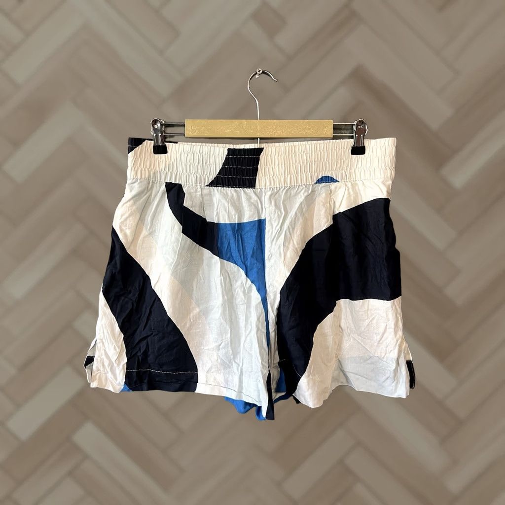 Vintage CALIA Womens Blue Linen Pull On Shorts Size Large L Chin o? Size 36" / US 14 / IT 50 - 1 Thumbnail