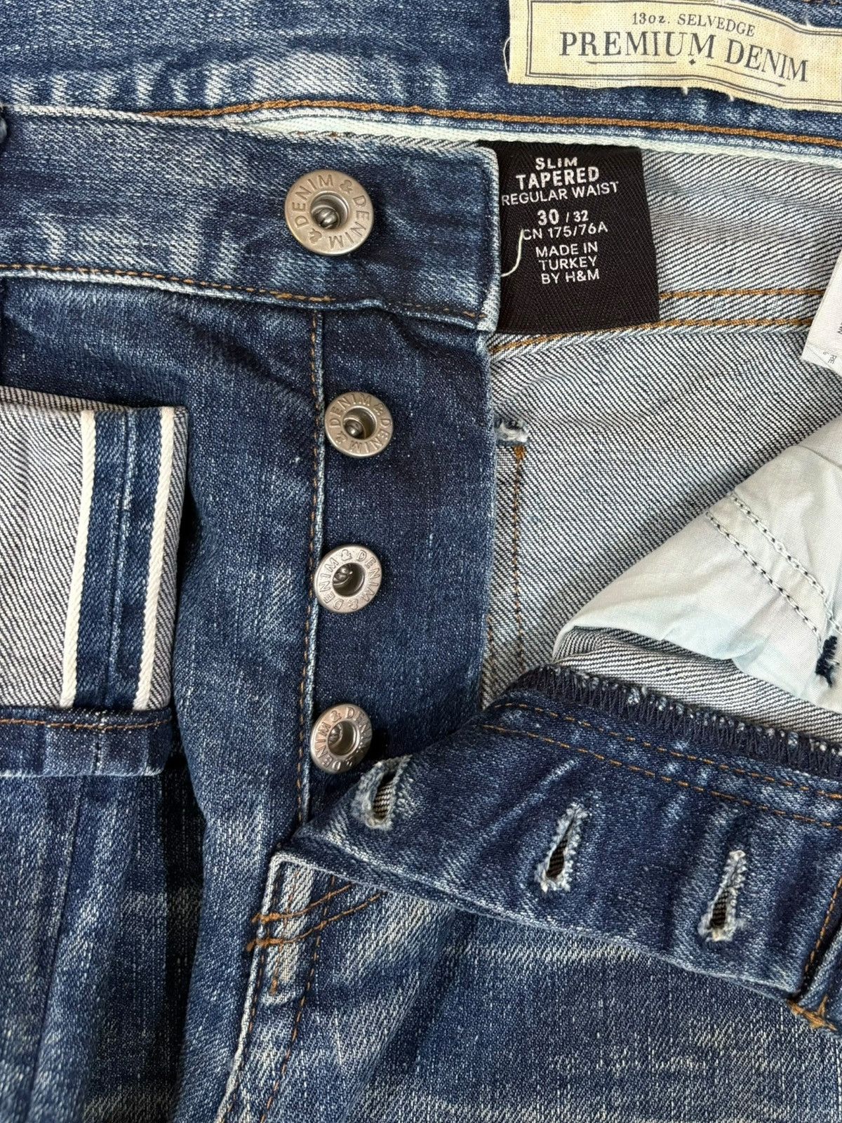 H&M Vintage H&M Selvedge Faded Distressed Jeans Size US 32 / EU 48 - 4 Thumbnail