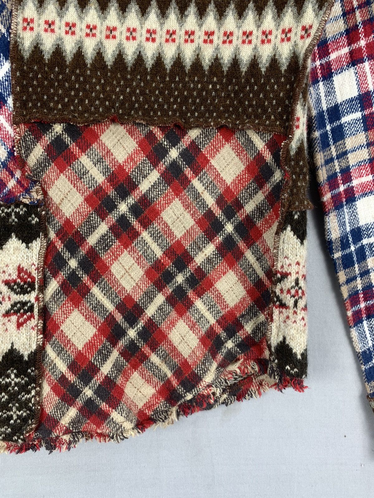 Japanese Brand Rare Navajo Patchwork Knitted Flannel Size XXS / US 00 / IT 34 - 18 Thumbnail