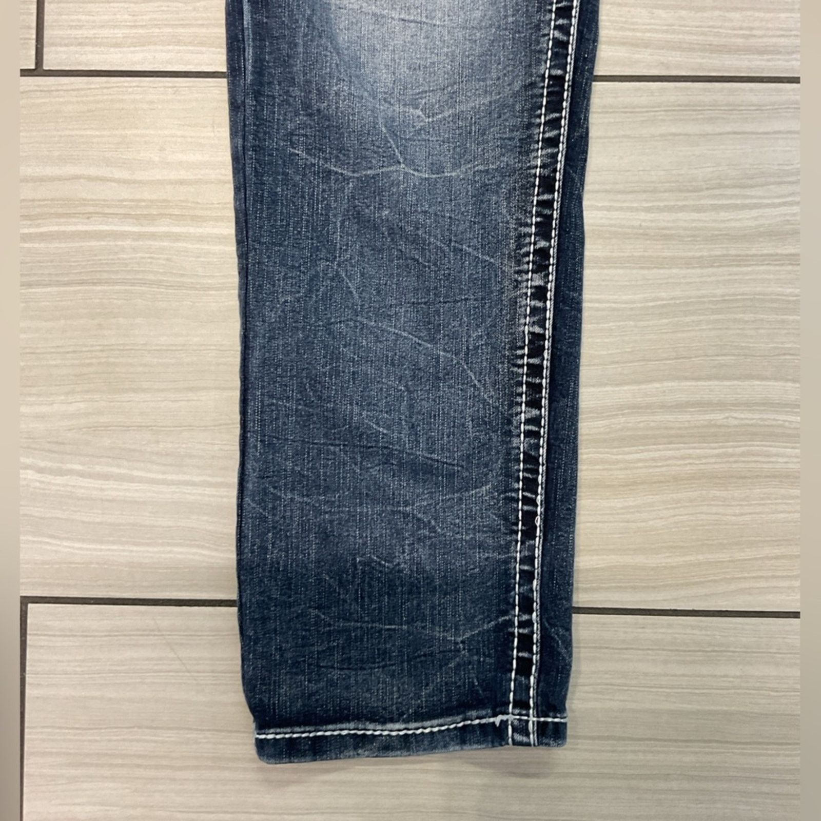 Vintage True Luck Men’s Dark Blue Denim Straight Jeans Size US 34 / EU 50 - 3 Thumbnail