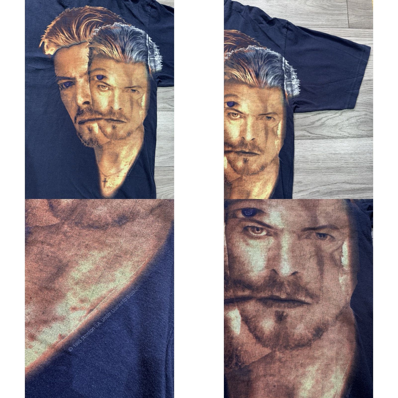 Vintage David Bowie Navy Shirt Mens XL Blue Rain 1995 Concert T Shirt Size US XL / EU 56 / 4 - 8 Thumbnail
