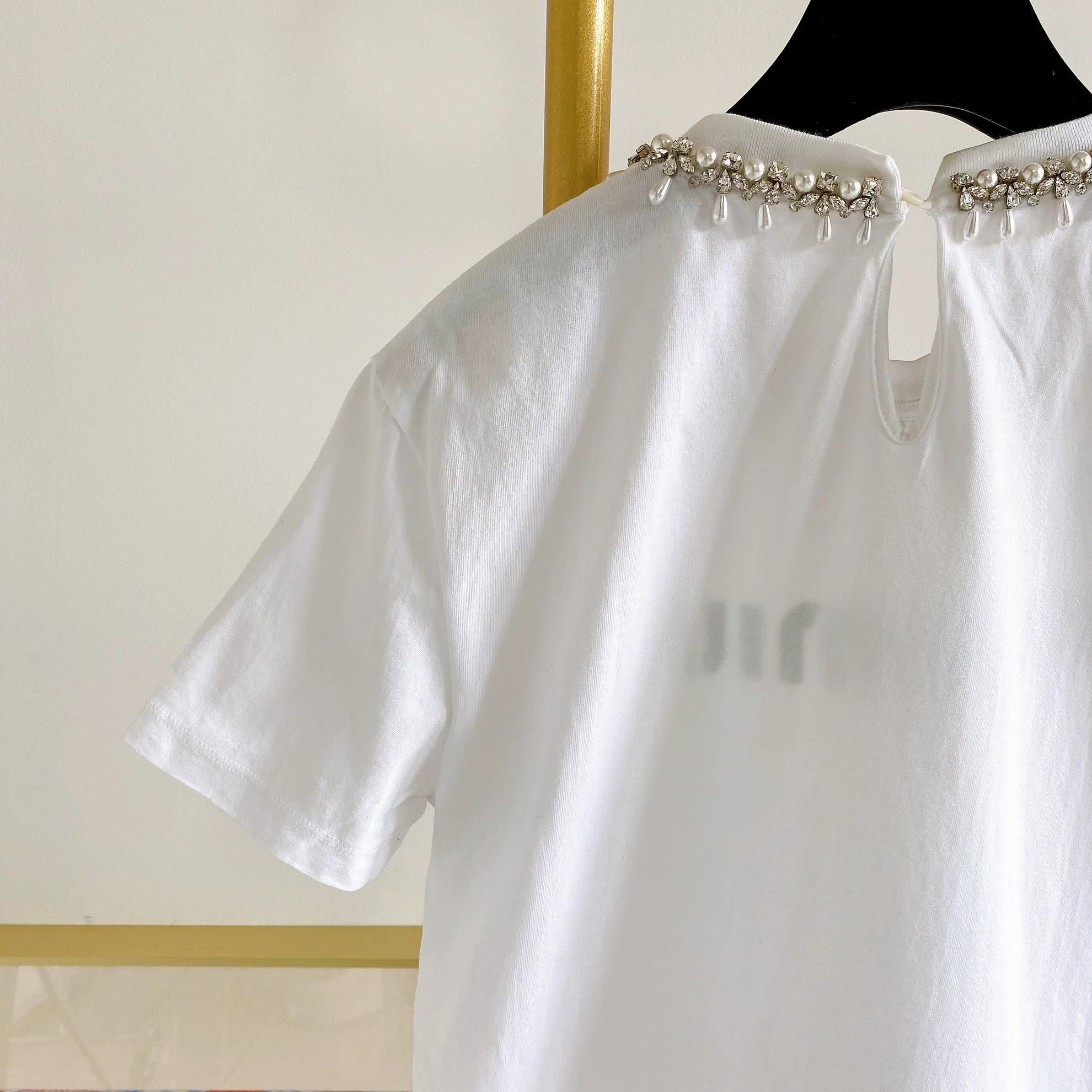 Miu Miu MIU MIU White Letter Logo T-Shirt Size M / US 6-8 / IT 42-44 - 5 Thumbnail