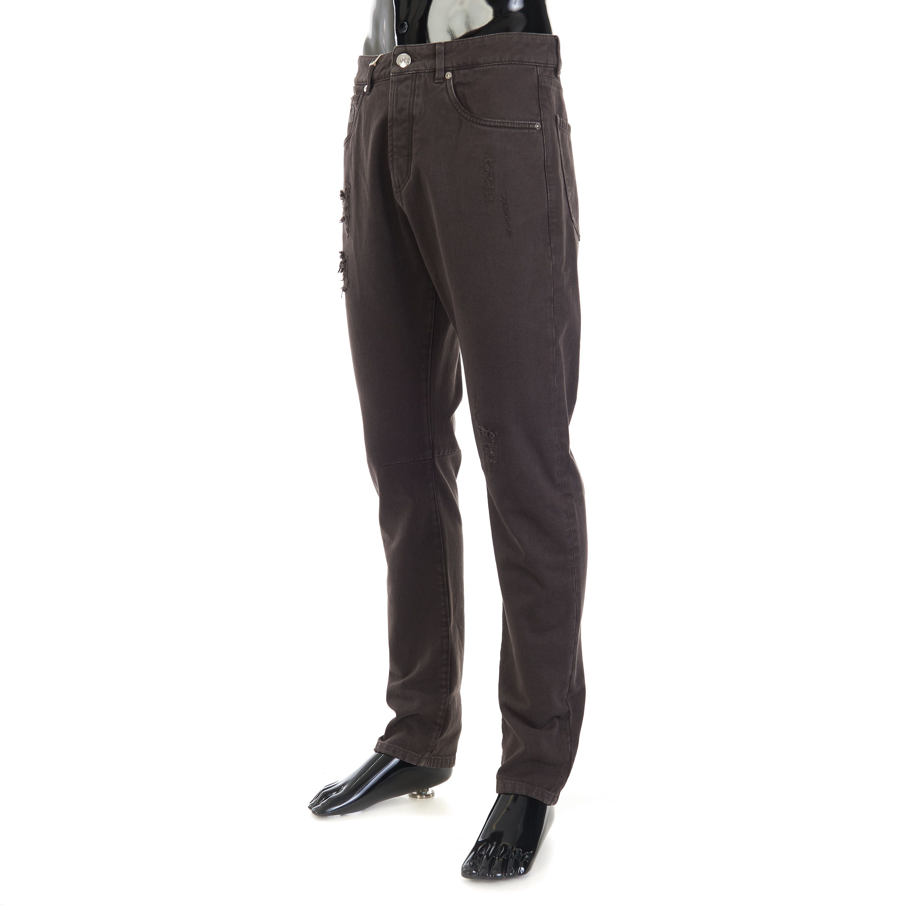 Brunello Cucinelli Distressed Five-Pocket Trousers - Garment-dyed Leisure Fit Size US 32 / EU 48 - 2 Thumbnail