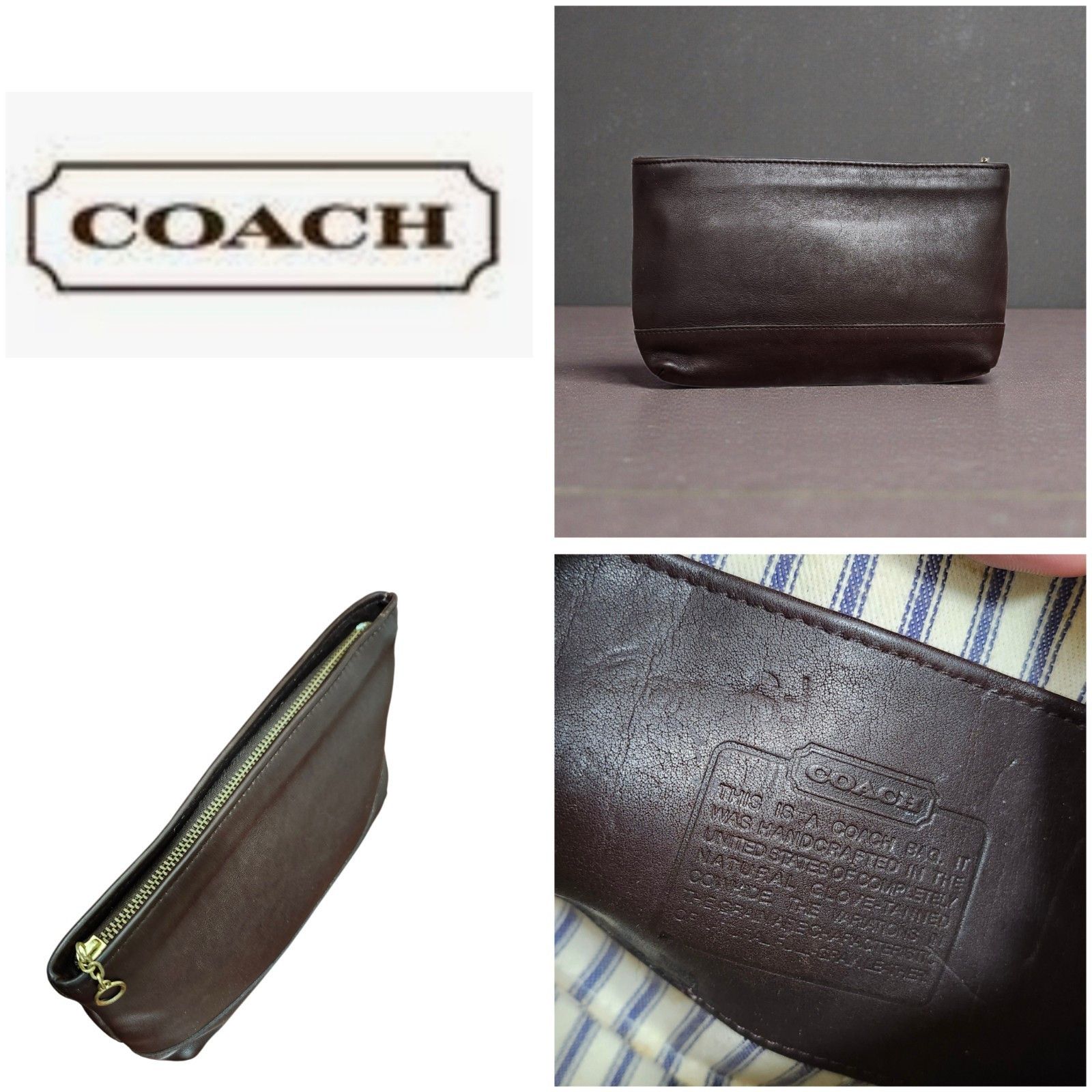 Coach Vintage Coach Leather Cosmetic Pouch Brown Zip Clutch Size ONE SIZE - 11 Thumbnail