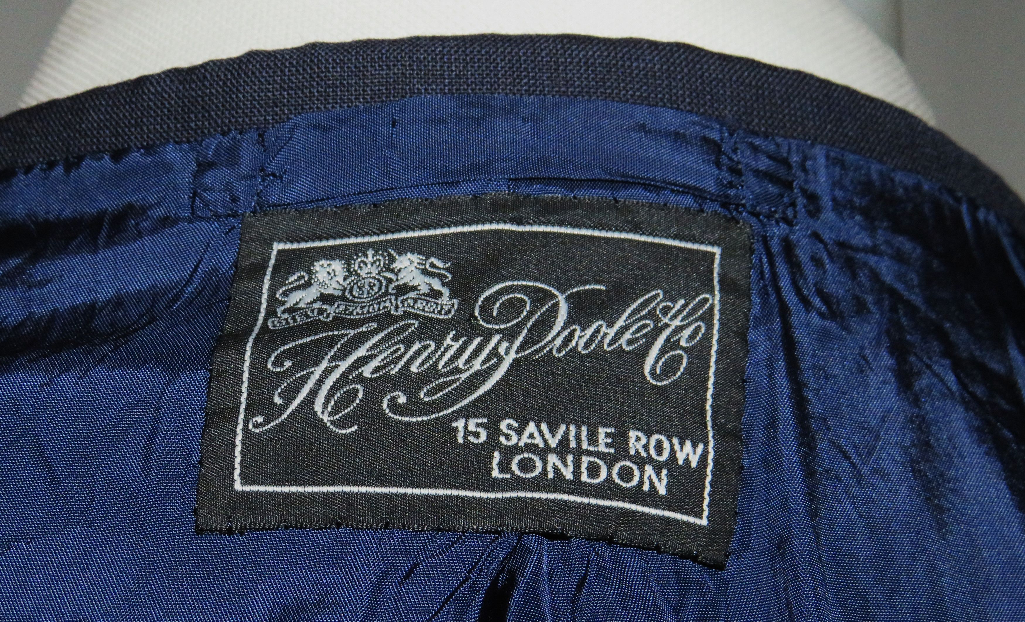 Henry Poole Bespoke Savile Row Silk Blend Blue Tic Two Button Suit 38S Size 38S - 18 Thumbnail