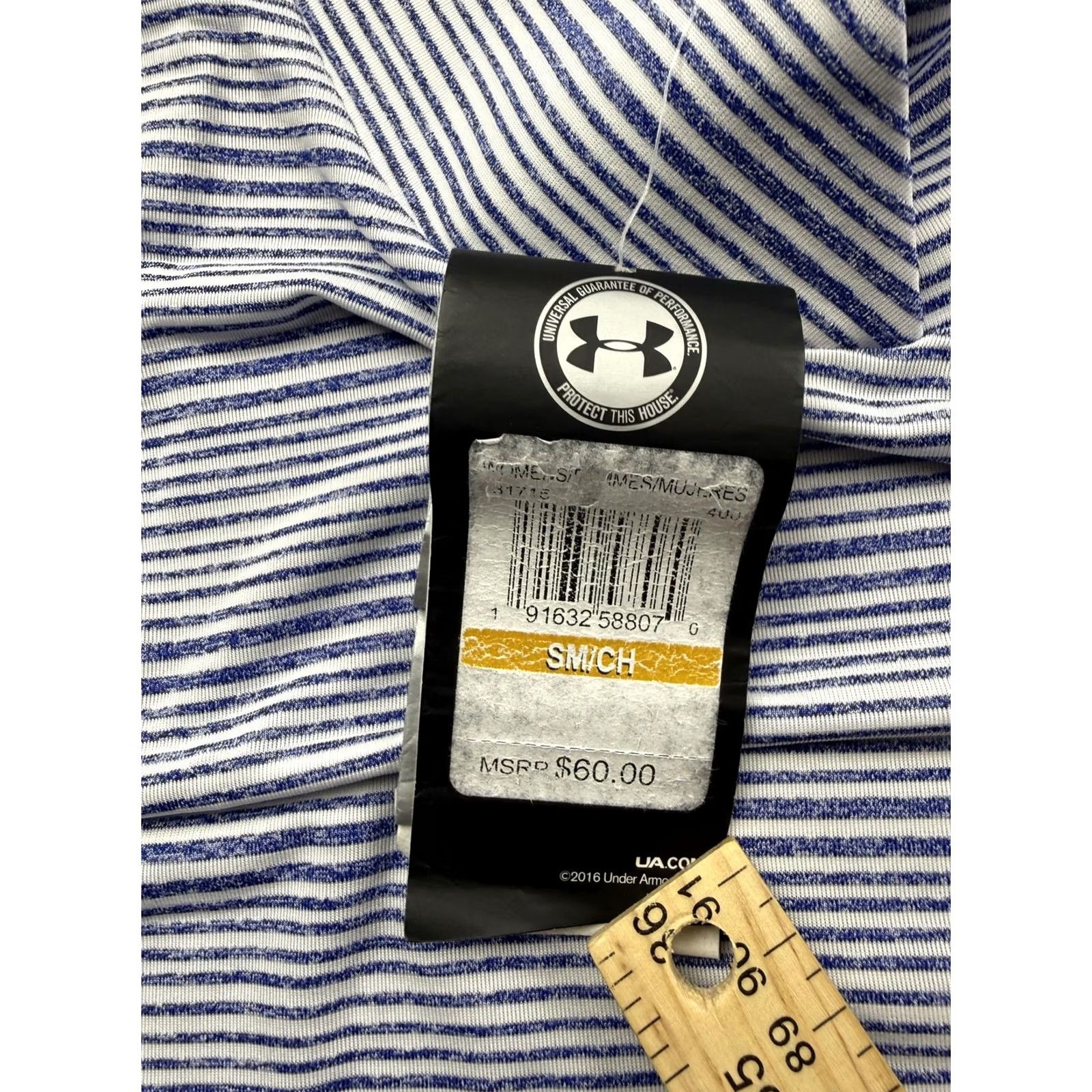 Under Armour Under Armour Womens Small Blue Striped Shirt Long Sleeve Funnel Neck Lightweight Size S / US 4 / IT 40 - 4 Thumbnail