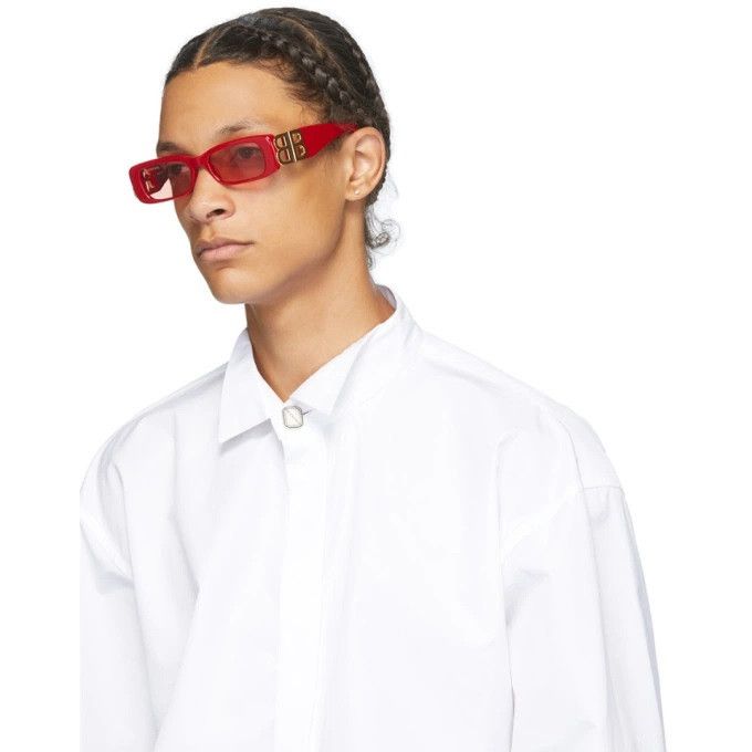 Balenciaga NEW Balenciaga BB0096S 003 Red Rectangle Unisex Sunglasses Size ONE SIZE - 14 Thumbnail