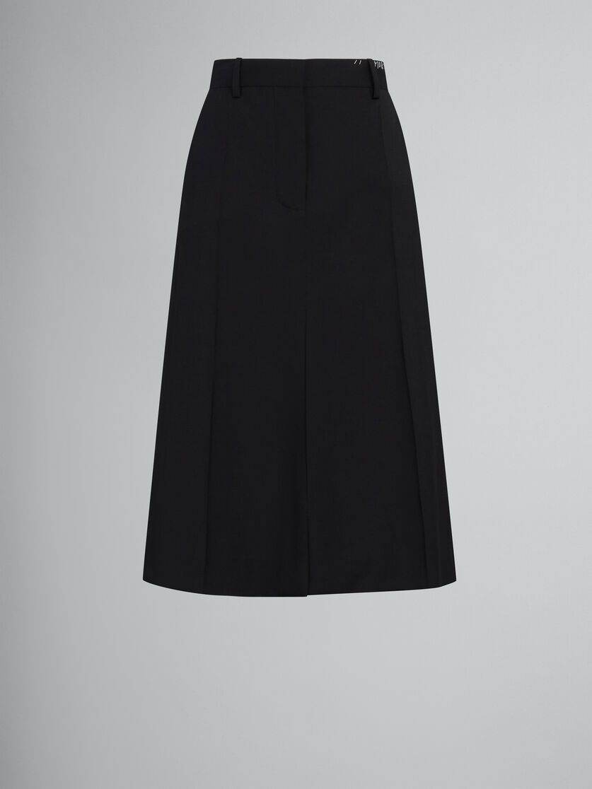 Marni o1w1db10125 Tropical Wool Midi Skirt in Black Size 26" / US 2 / IT 38 - 1 Thumbnail