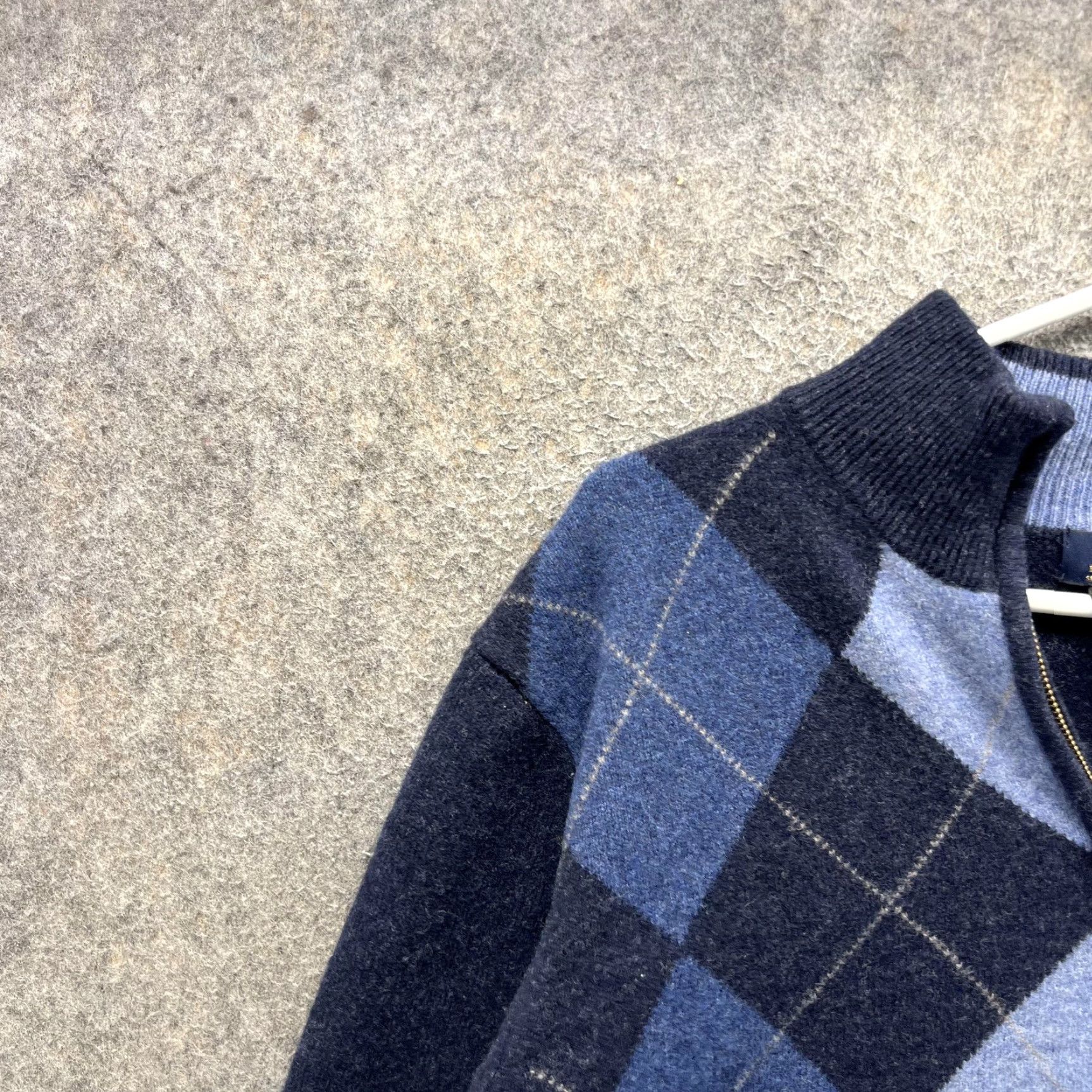Brooks Brothers Brooks Brothers 346 Sweater Mens XL Blue Wool Argyle 1/4 Zip Mock Neck Pullover Size US XL / EU 56 / 4 - 6 Thumbnail