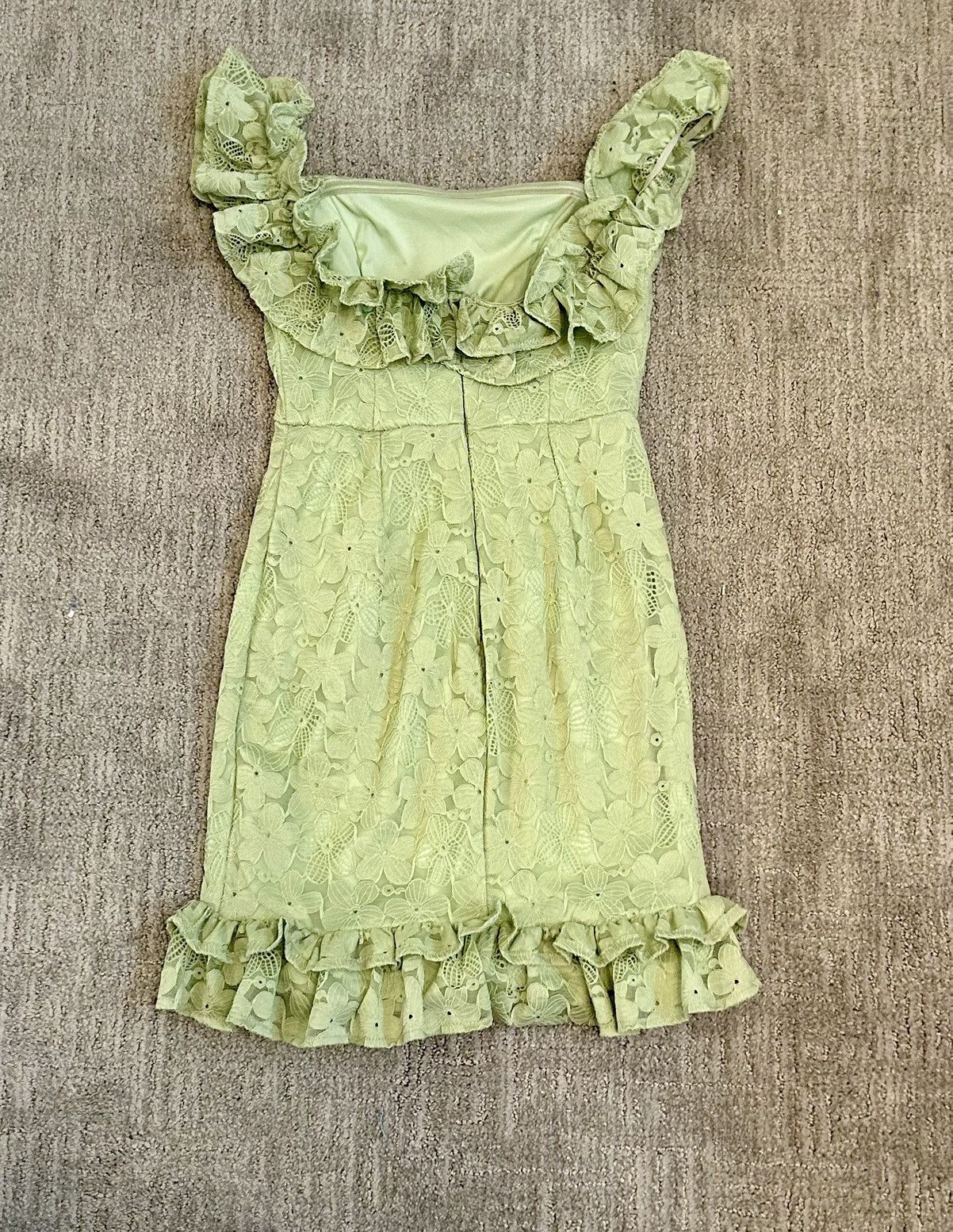 Vintage Selfie Leslie green flower mini dress Size S / US 4 / IT 40 - 3 Thumbnail