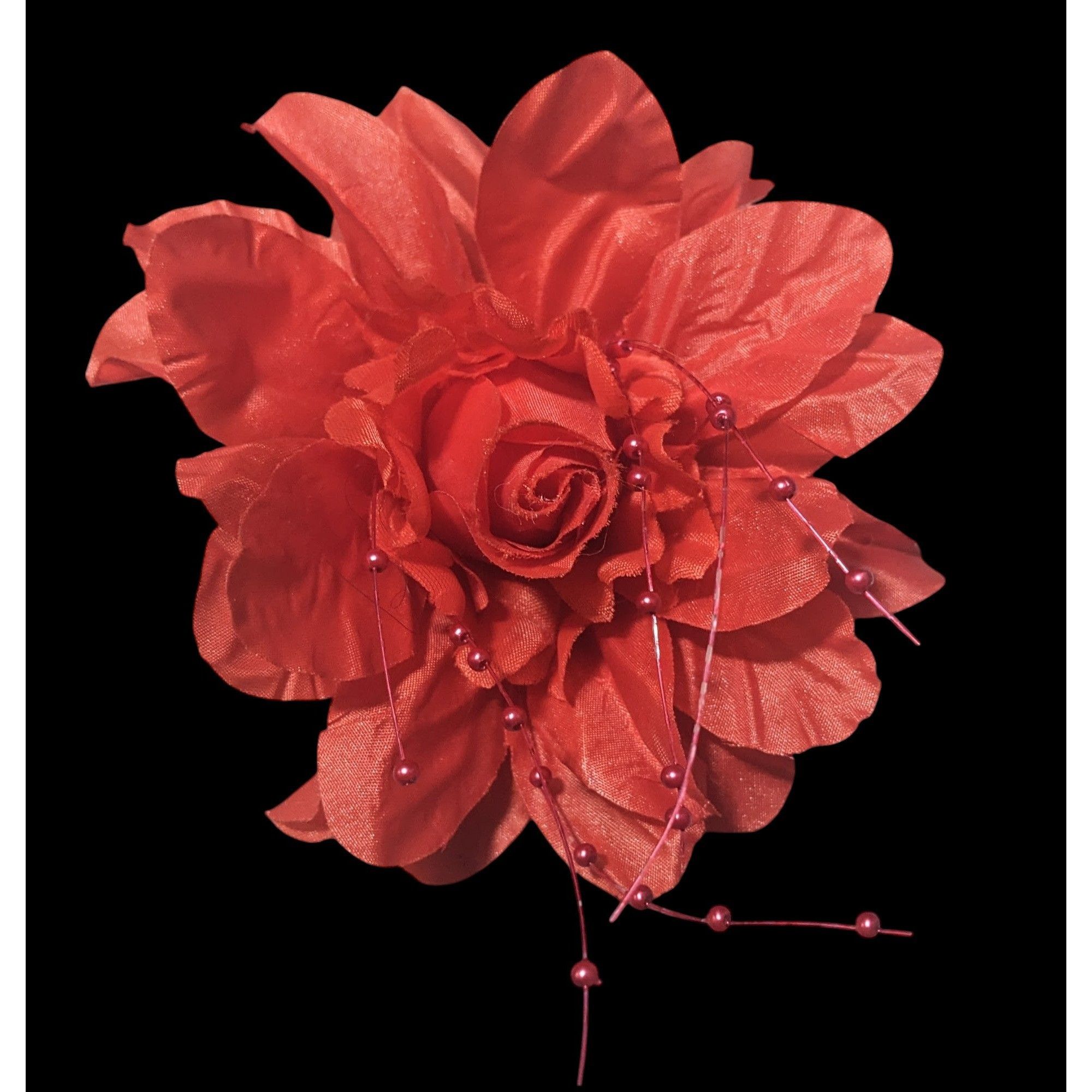 Other Red Floral Cottagecore Brooch With Bead Accents Size ONE SIZE - 1 Thumbnail