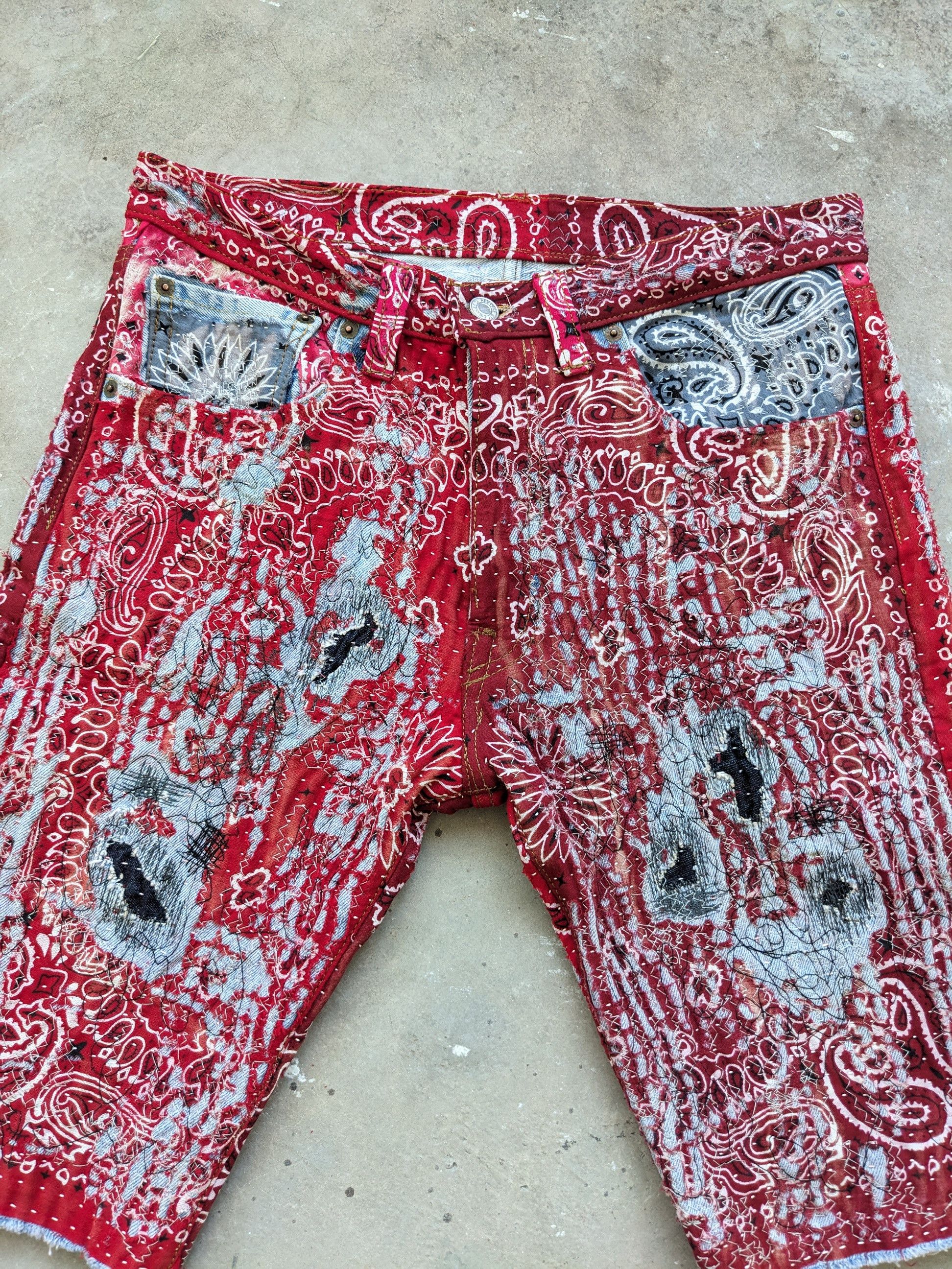 Japanese Brand × Levi's × Vintage Vintage Levis 501 Bandana Boro Inspired Proleta Re Art Size US 30 / EU 46 - 7 Thumbnail