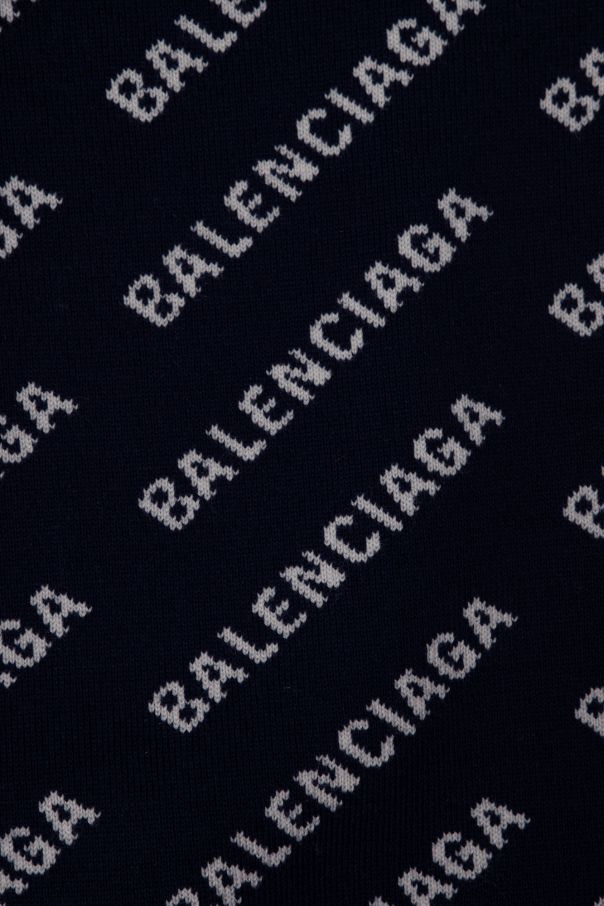 Balenciaga o1mt1gz1024 KIDS - Mini Allover Logo Sweater in Navy/White Size US XXS / EU 40 - 4 Thumbnail