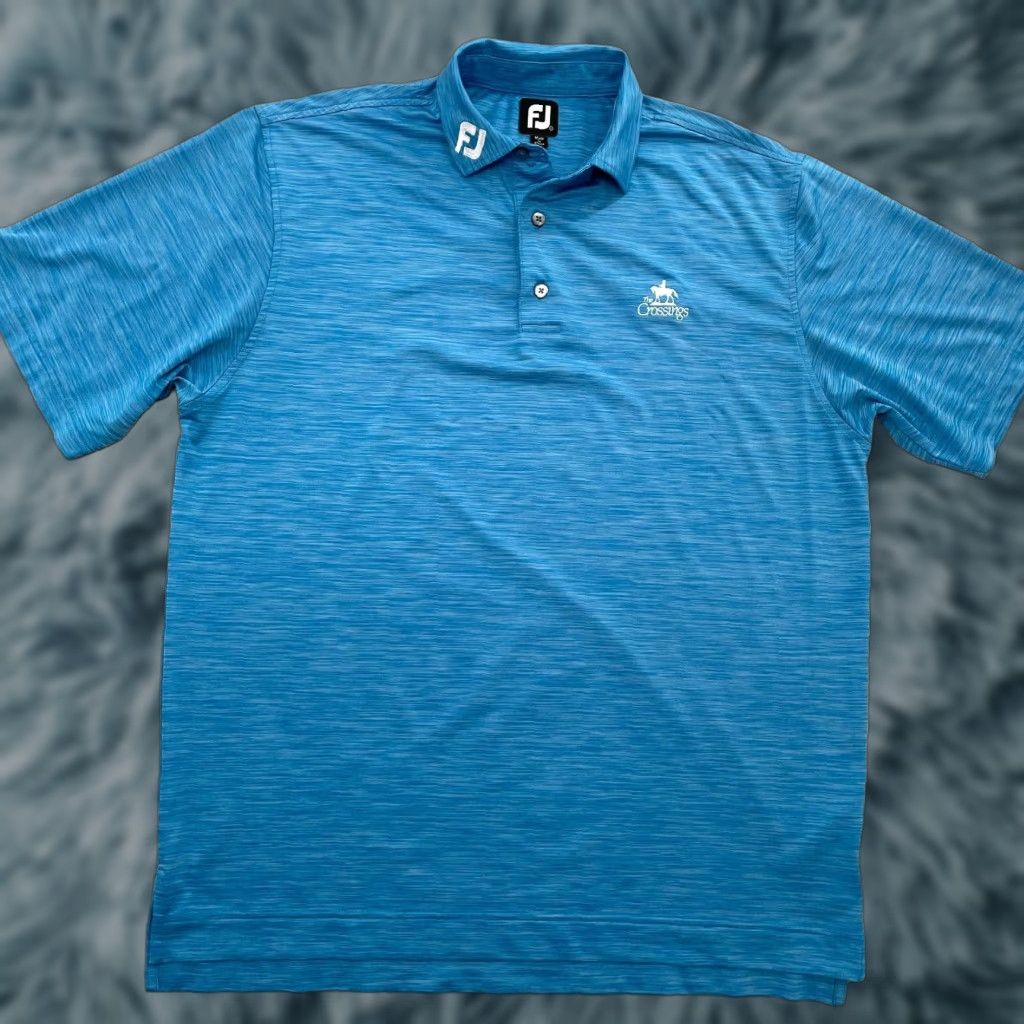 Footjoy FootJoy Polo Tour Issue Golf Mens Shirt Adult L Blue Short Sleeve Button Collared Embroidered Logo Classic Size US L / EU 52-54 / 3 - 1 Thumbnail