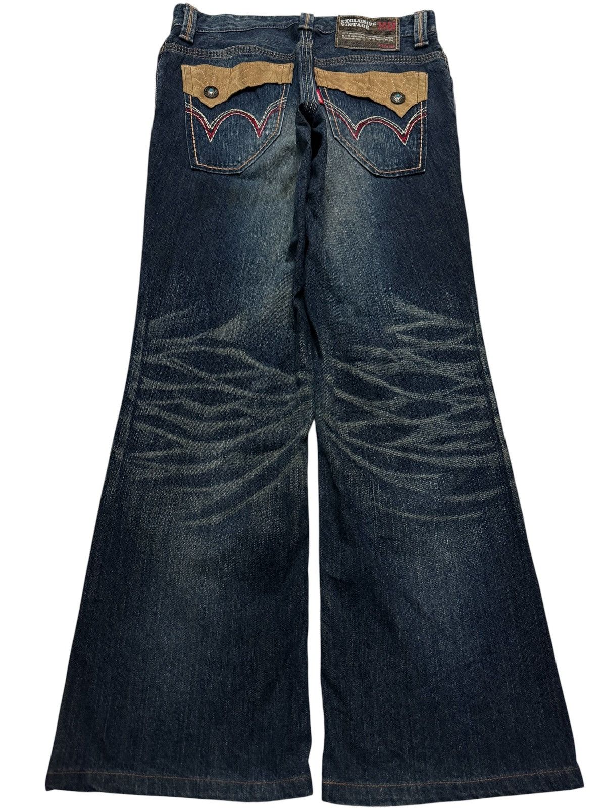 Edwin ⚡️FLARED⚡️VINTAGE EDWIN WHISKER SICK WATER SPLASHING DENIM Size US 31 - 2 Thumbnail