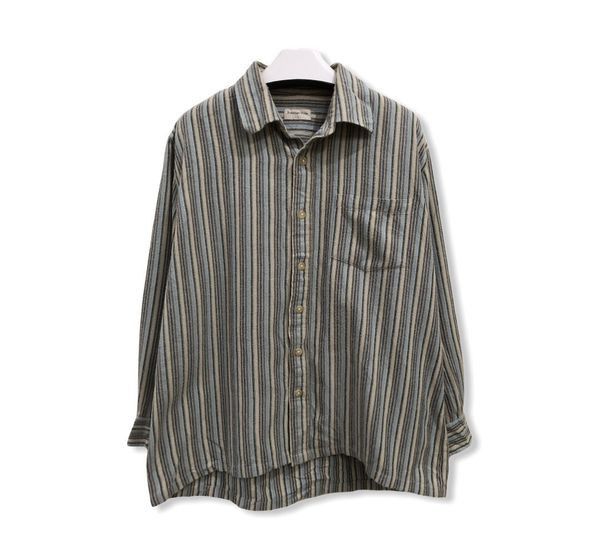 image of Pristage Style Striped Design Flannel Shirt, Men's (Size Large)