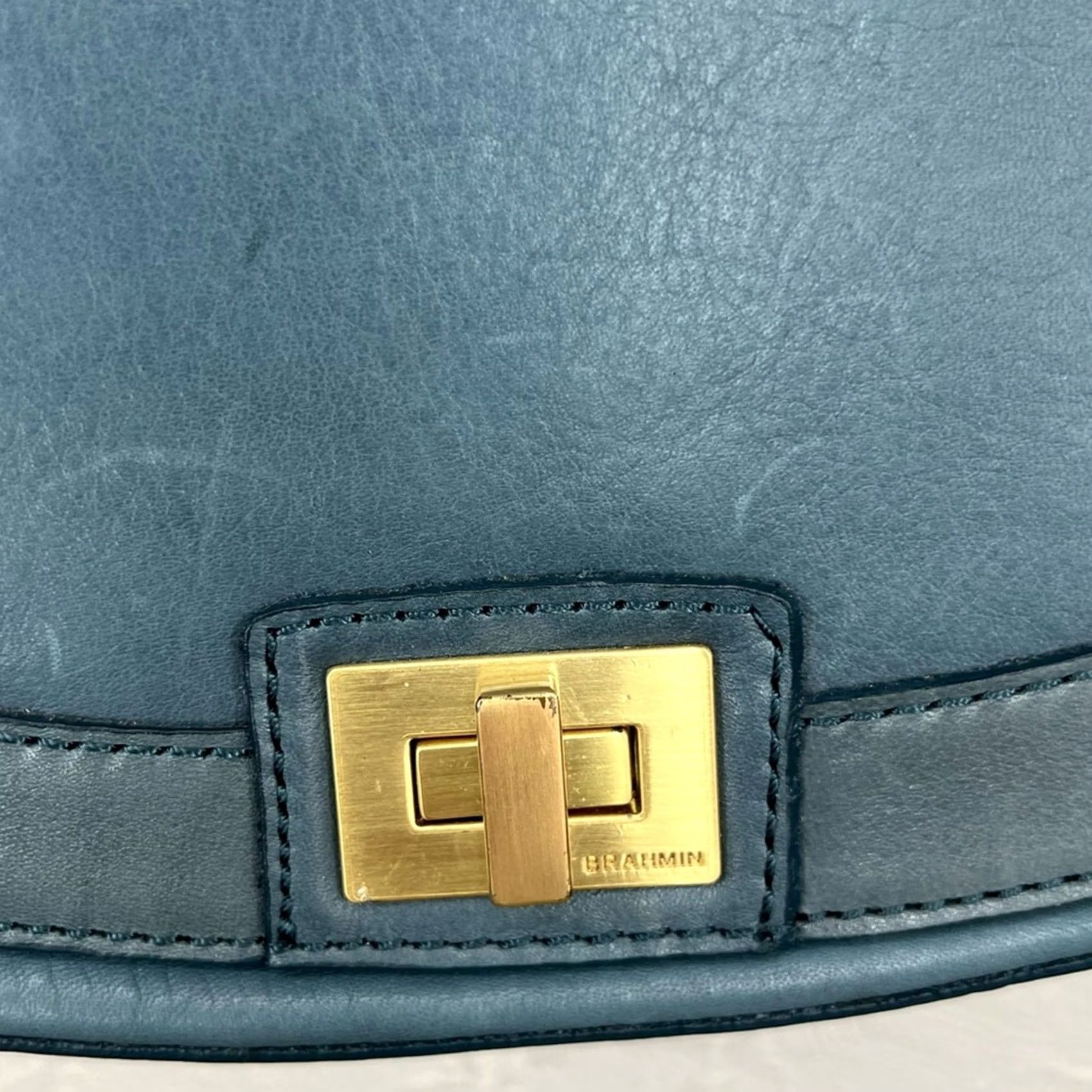 BRAHMIN Brahmin Crossbody Purse Southcoast Sonny Teal Aqua Blue Topaz Turnlock Womens Bag Size ONE SIZE - 3 Thumbnail