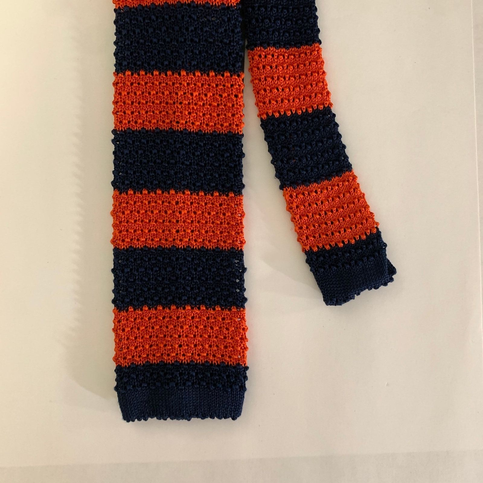 Polo Ralph Lauren POLO by RALPH LAUREN Orange Blue Knit Silk Tie Size ONE SIZE - 1 Thumbnail