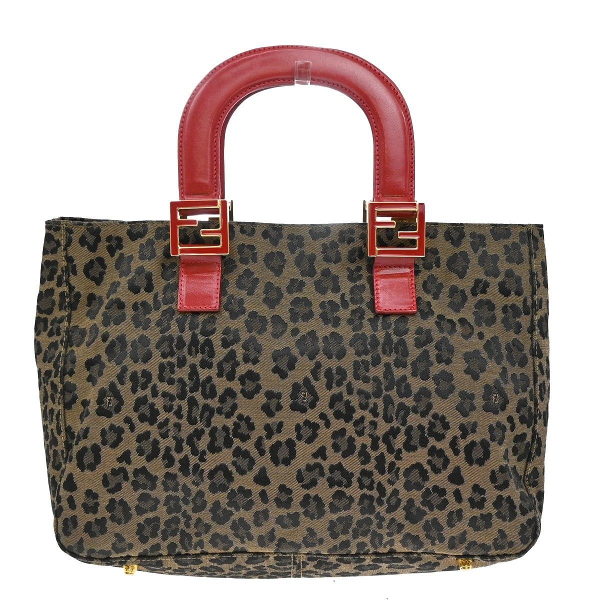 Fendi Fendi Vintage FF Handle Tote Leopard Print Jacquard Size ONE SIZE - 1 Thumbnail