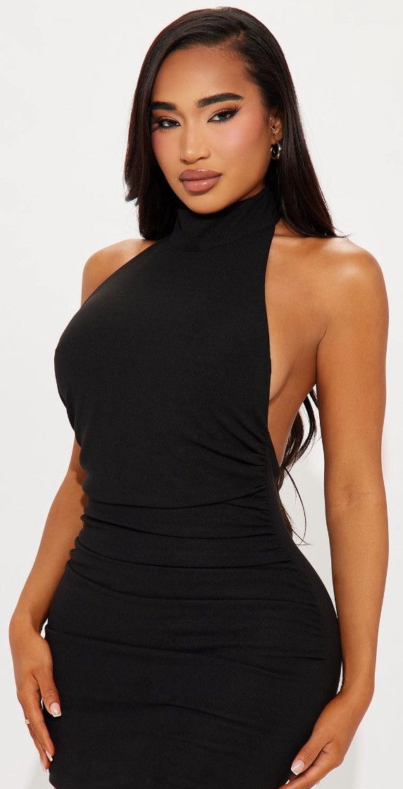 Other Allison Ruched Mini Dress - Black Size L / US 10 / IT 46 - 1 Thumbnail