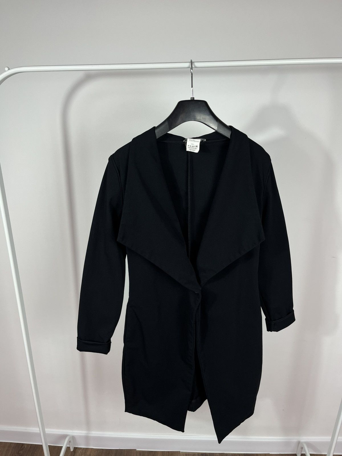 Sarah Pacini Sarah Pacini Black Nylon Long Jacket Cardigan Coat Italy Size XS / US 0-2 / IT 36-38 - 2 Thumbnail