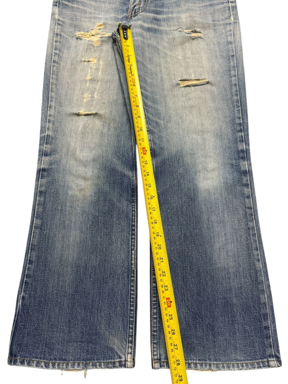 Levi's Vintage 90s Levis Blue Faded Wash Distress Wide Leg Bootcut Size US 33 - 11 Thumbnail