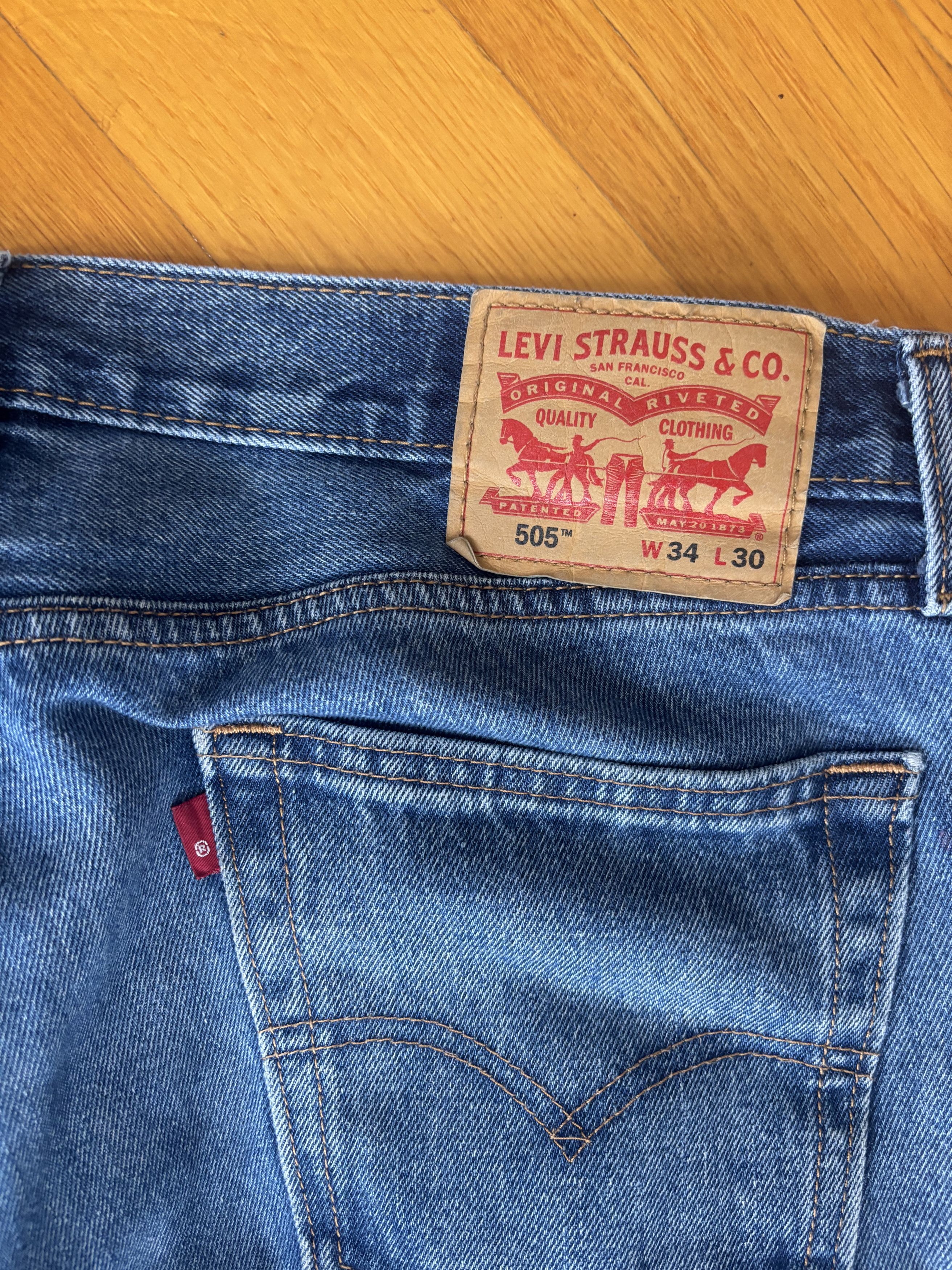 Levi's Levis Natural Fade 505 Straight Leg Denim Jeans 34x30 Size US 34 / EU 50 - 2 Thumbnail
