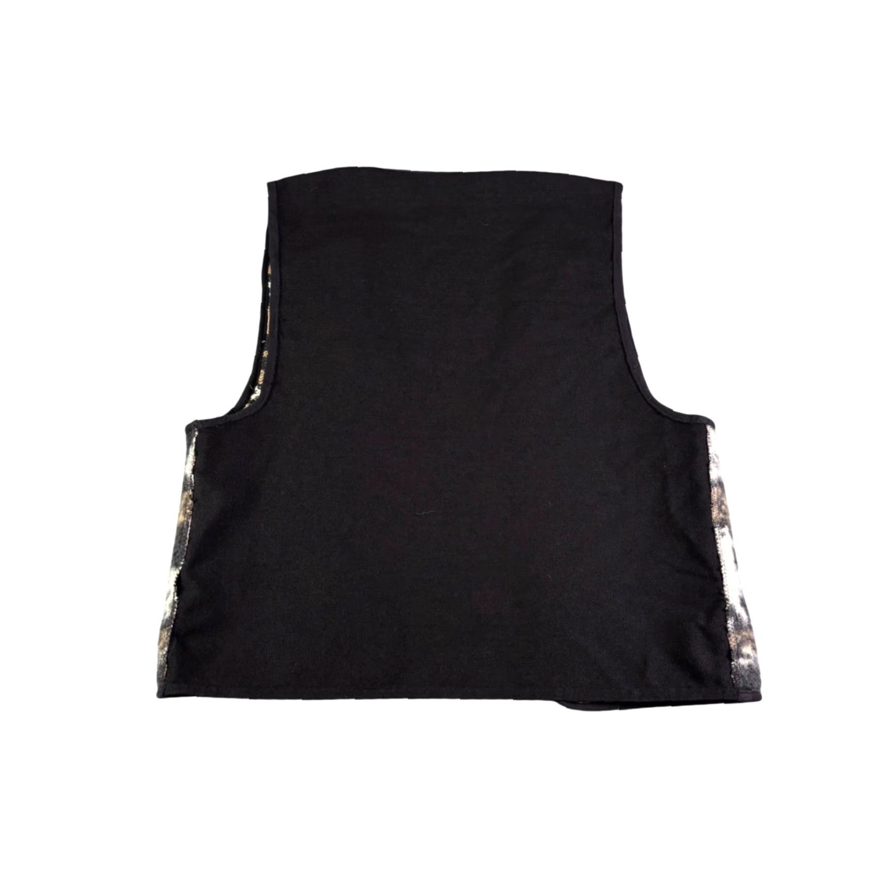 Vintage VINTAGE Unique Alpaca Animal Pattern Vest Black Tan White Graphic Print Sleeveless Wool Fleece Beaded Collarless Unlined Size M / US 6-8 / IT 42-44 - 2 Thumbnail