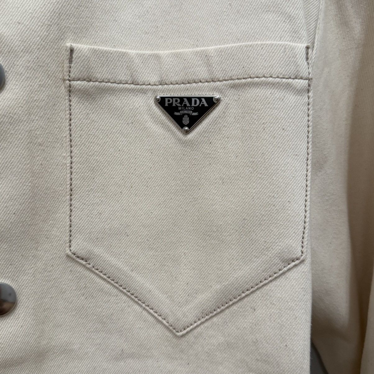 Prada Prada beige denim shirt with triangle logo, size M. Size US M / EU 48-50 / 2 - 5 Thumbnail