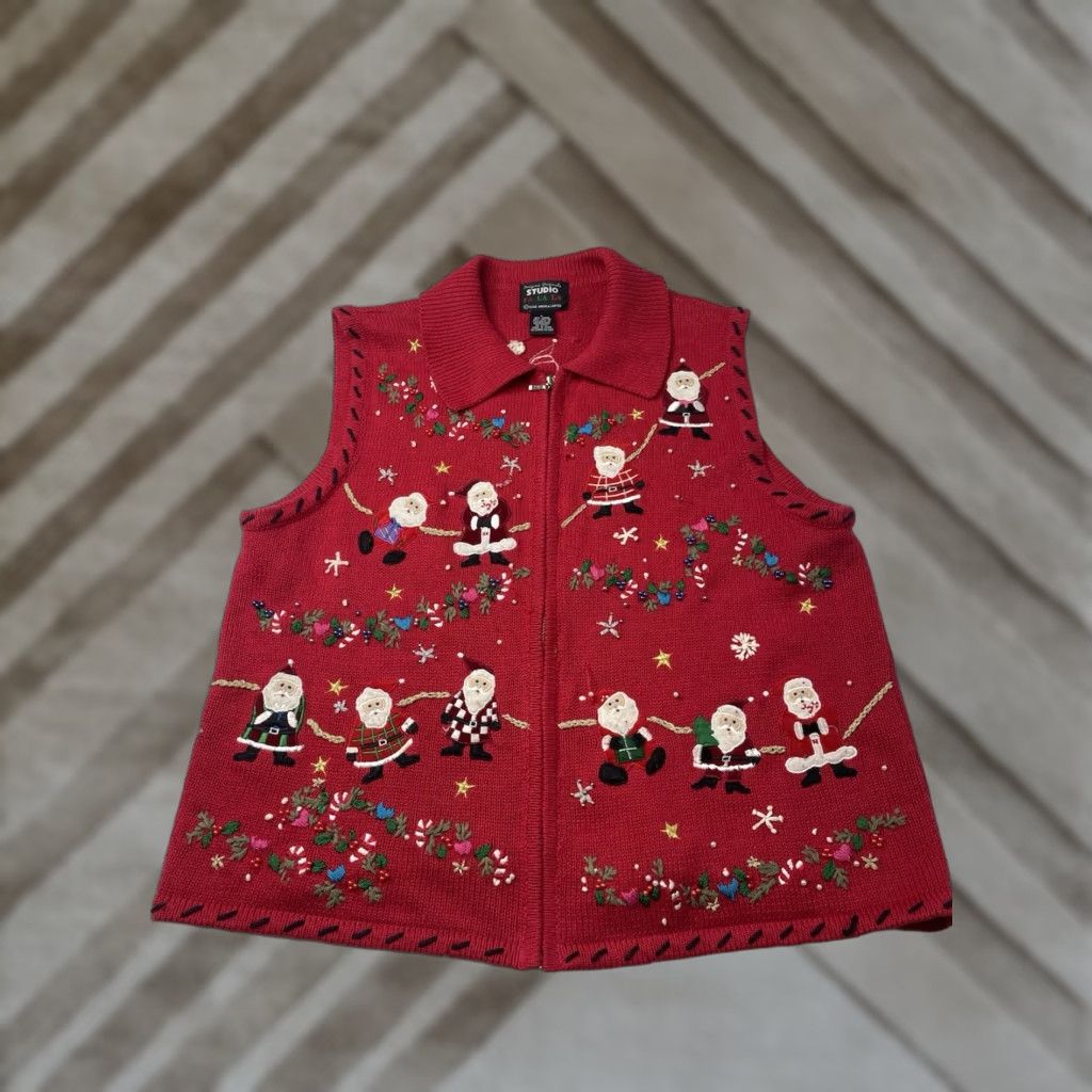 Vintage VINTAGE Ugly Designer Originals Studio Womens Christmas Vest Knit Womens Large Size L / US 10 / IT 46 - 1 Thumbnail