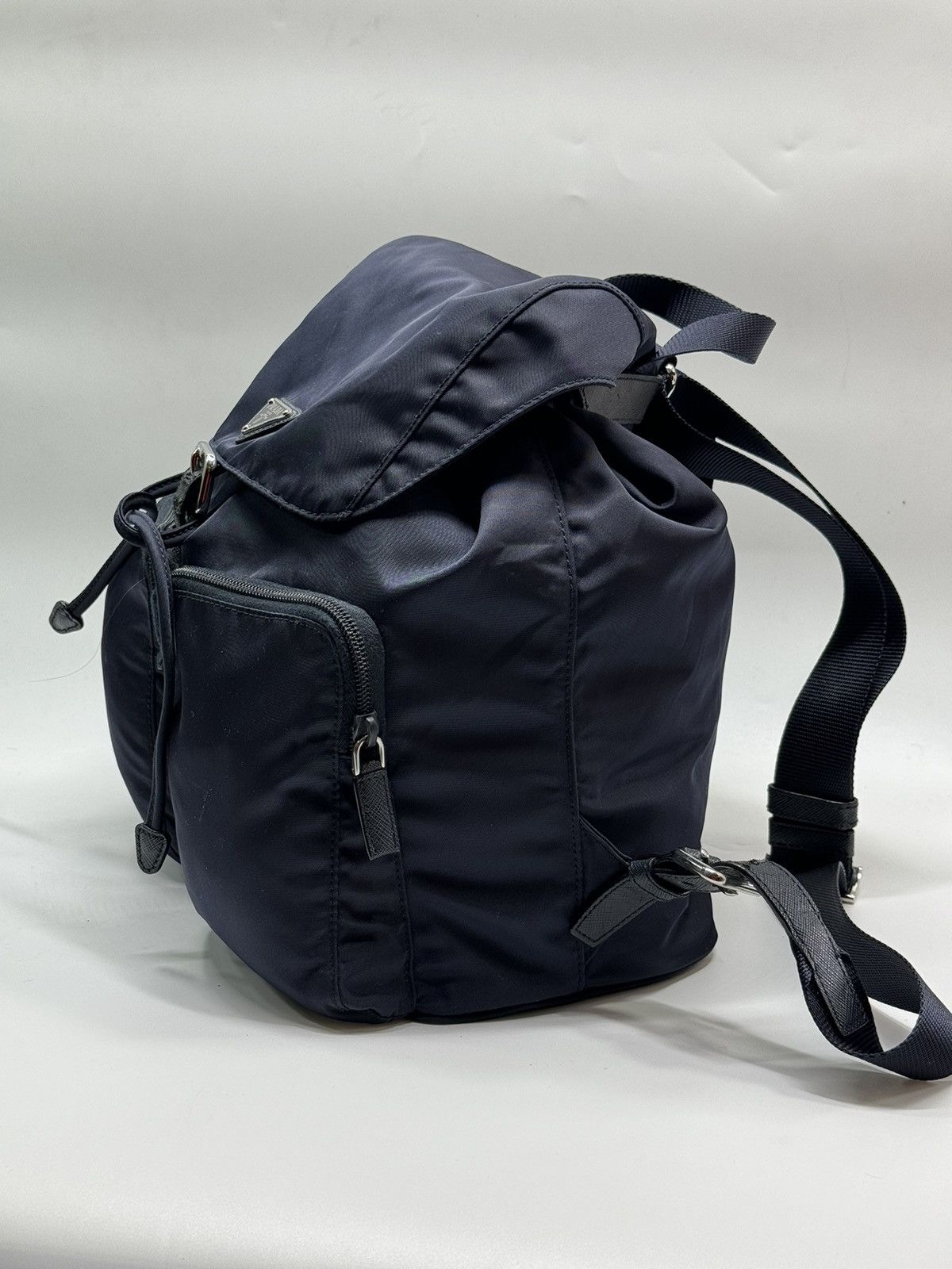 Prada Prada Zainetto Navy Tessuto Nylon Leather Backpack Rucksack Size ONE SIZE - 6 Thumbnail