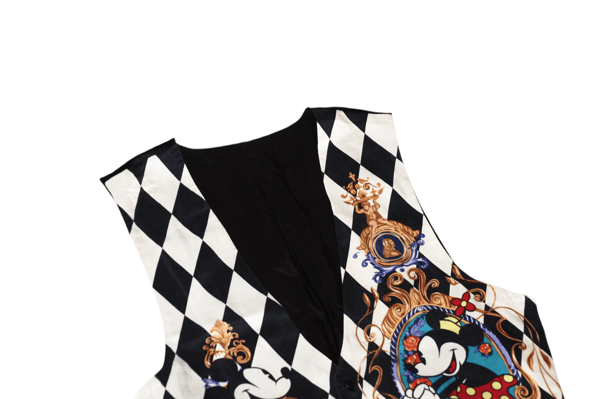 Disney Rare Vtg The Disney Store Retro Mickey Print Silk Waistcoat Size 38S - 4 Thumbnail