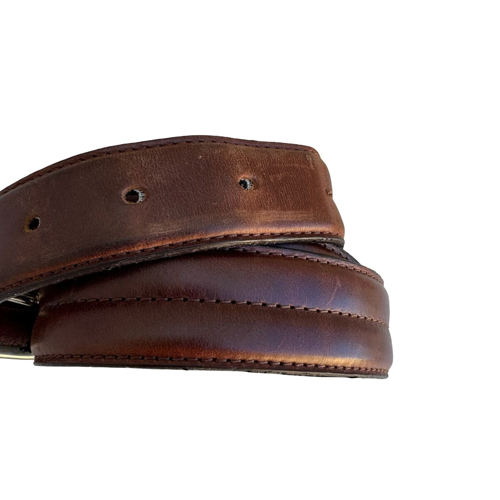 Other HJ-20 Italian Oil-Tanned Cowhide Leather Belt Brown Size 34 Size 34 - 2 Thumbnail