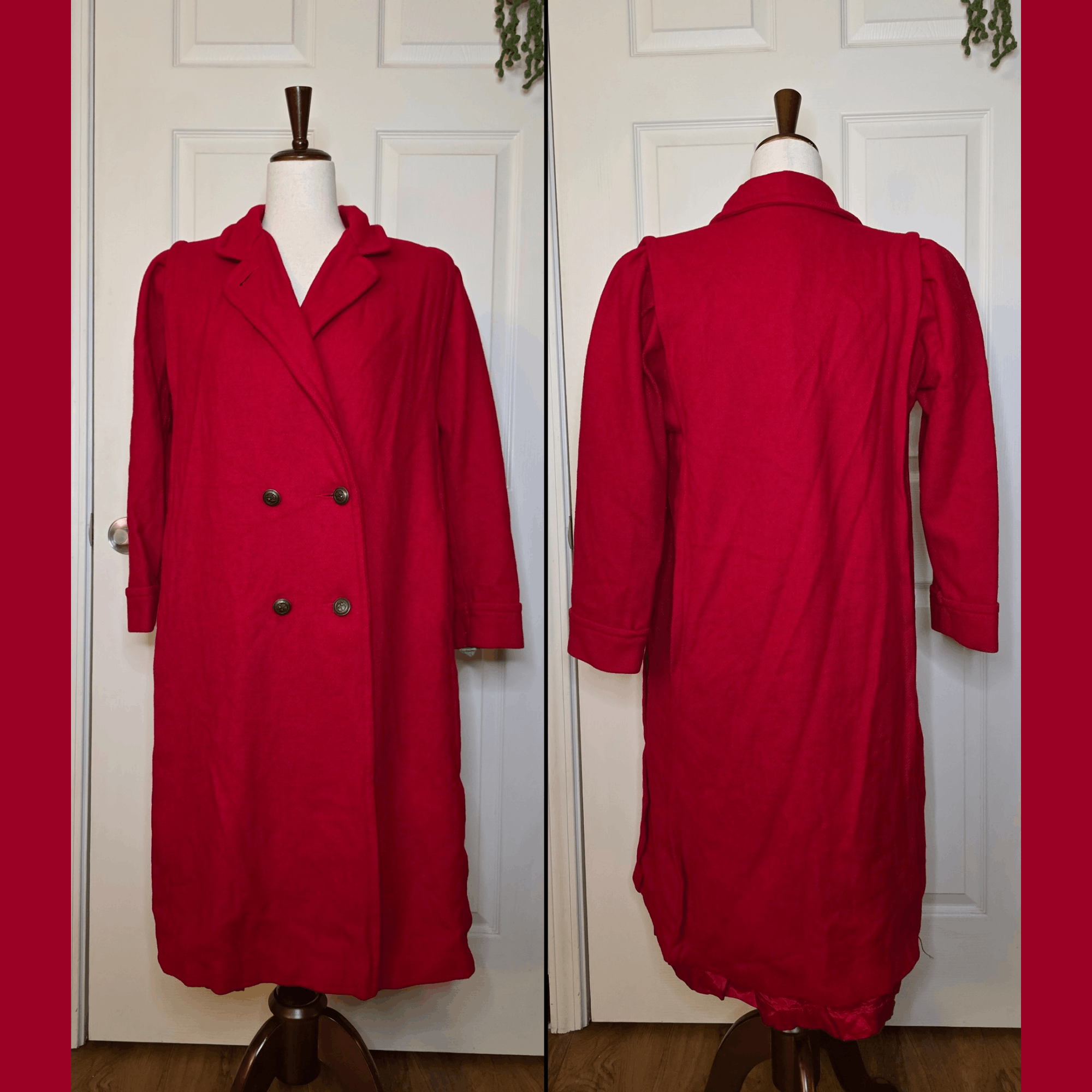 Other Vintage Jofeld Red Wool Peacoat Size L / US 10 / IT 46 - 1 Thumbnail