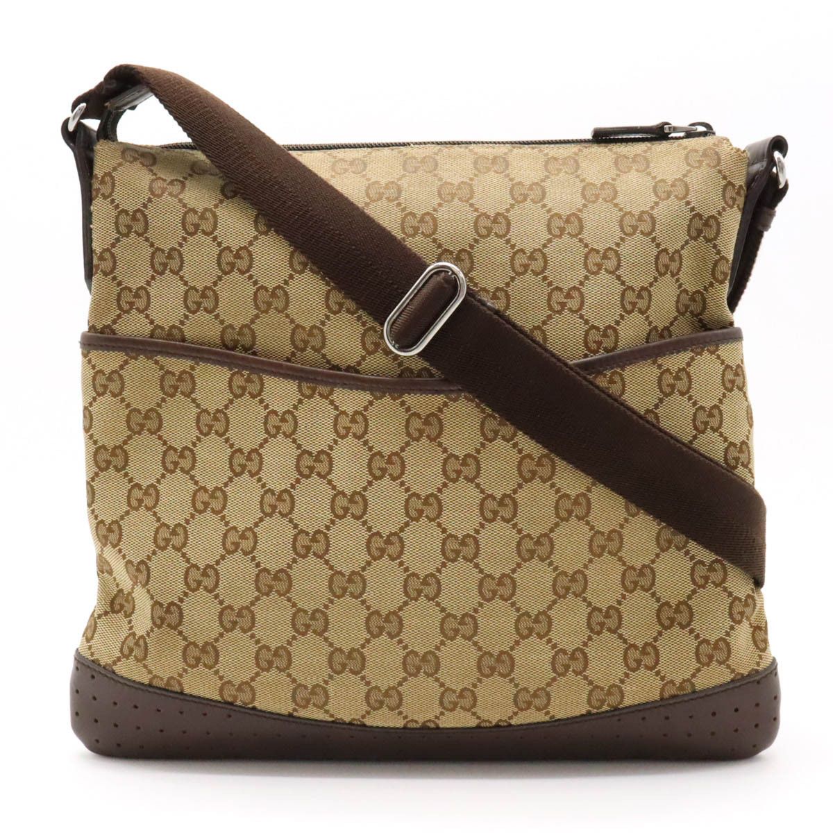 Gucci Gucci GG Canvas Leather Shoulder Messenger Bag 145857 Canvas Crossbody Bag 145857 in Very Good Condition