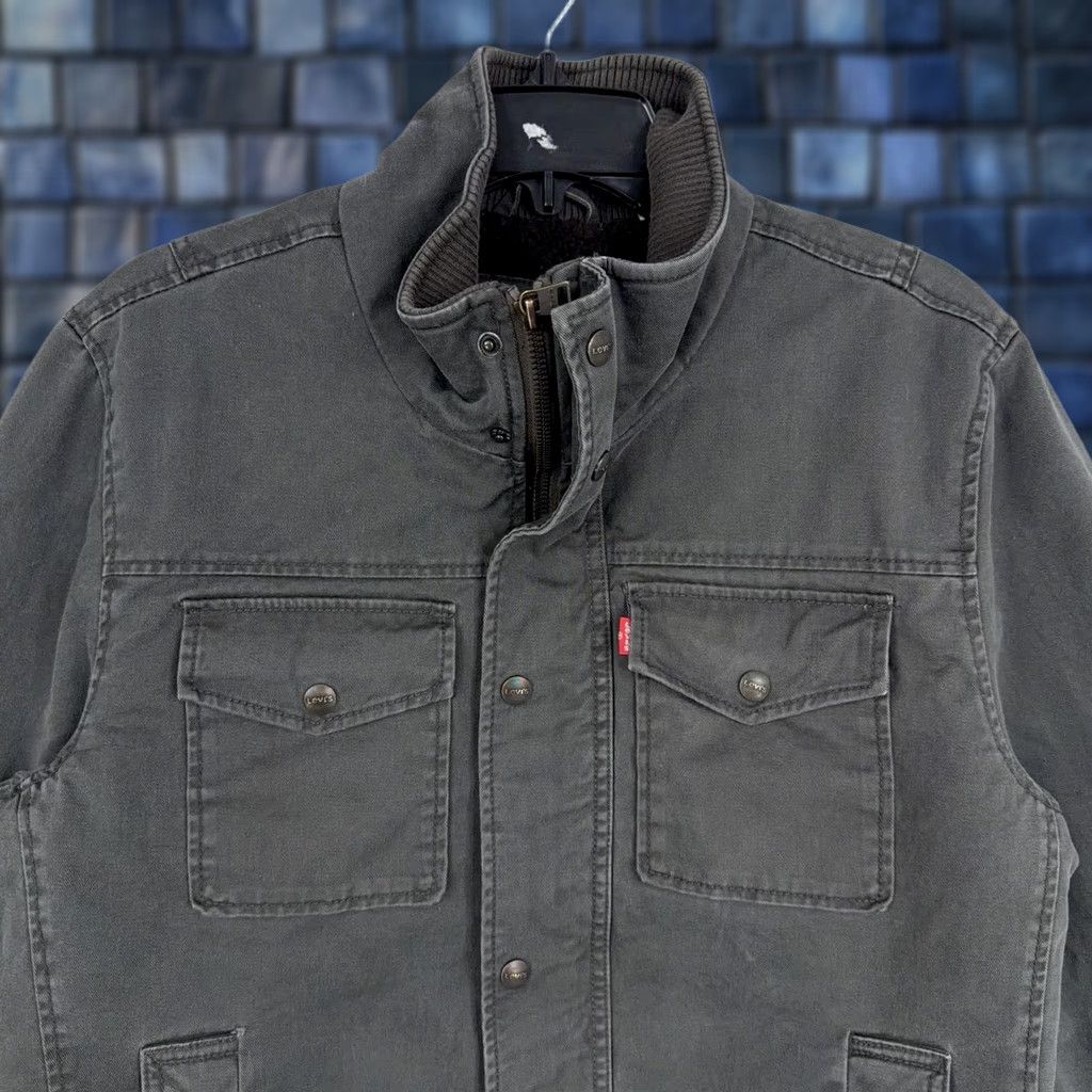 Levi's VINTAGE Levi's Jacket Mens Small Gray Sherpa Lined Zip Military Field Barn Chore Coat Size US S / EU 44-46 / 1 - 1 Thumbnail