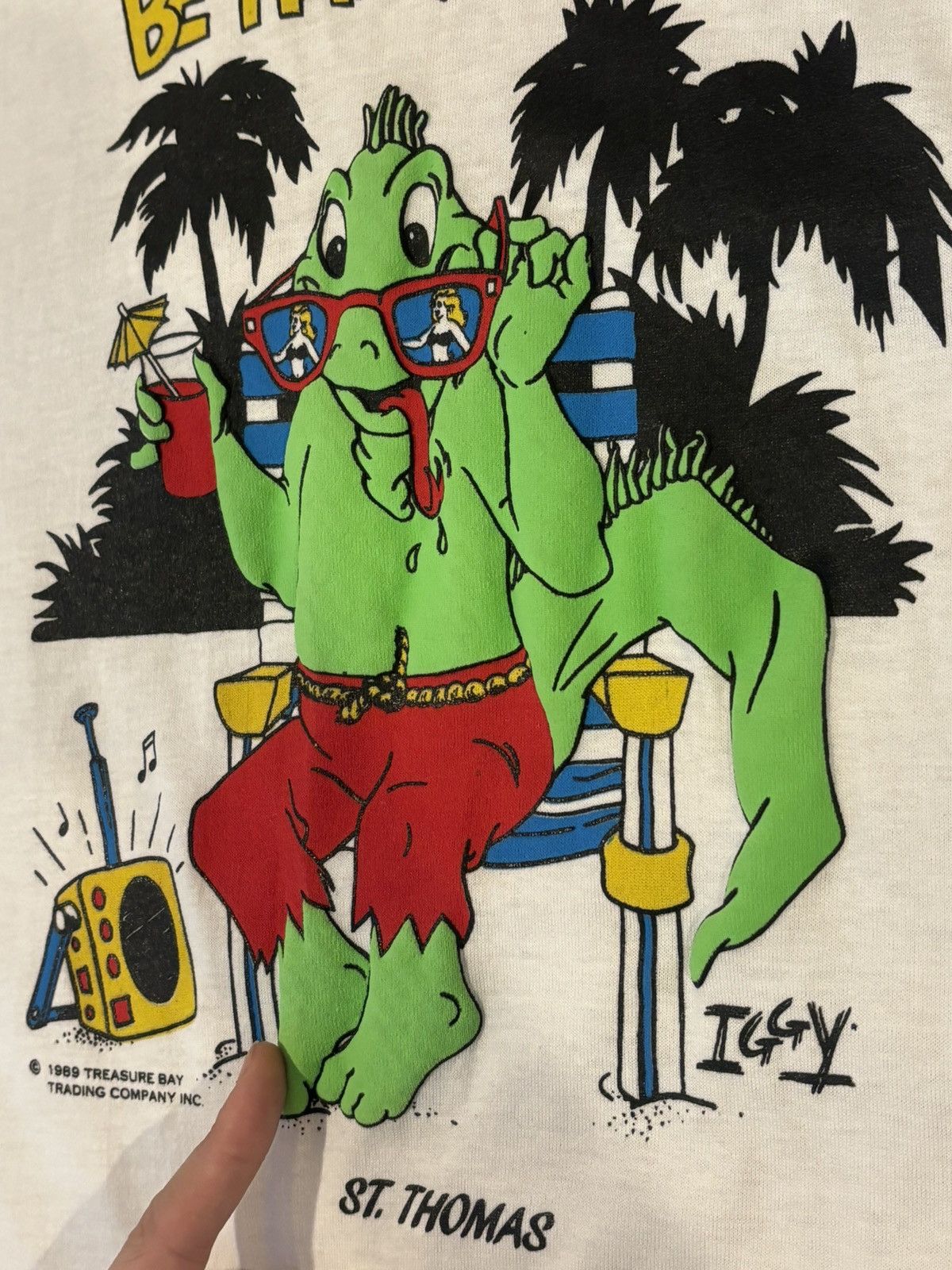 Vintage Vintage 1980s Puffy Paint "DONT WORRY BE HAPRY MON!" Size XL Size US XL / EU 56 / 4 - 6 Thumbnail