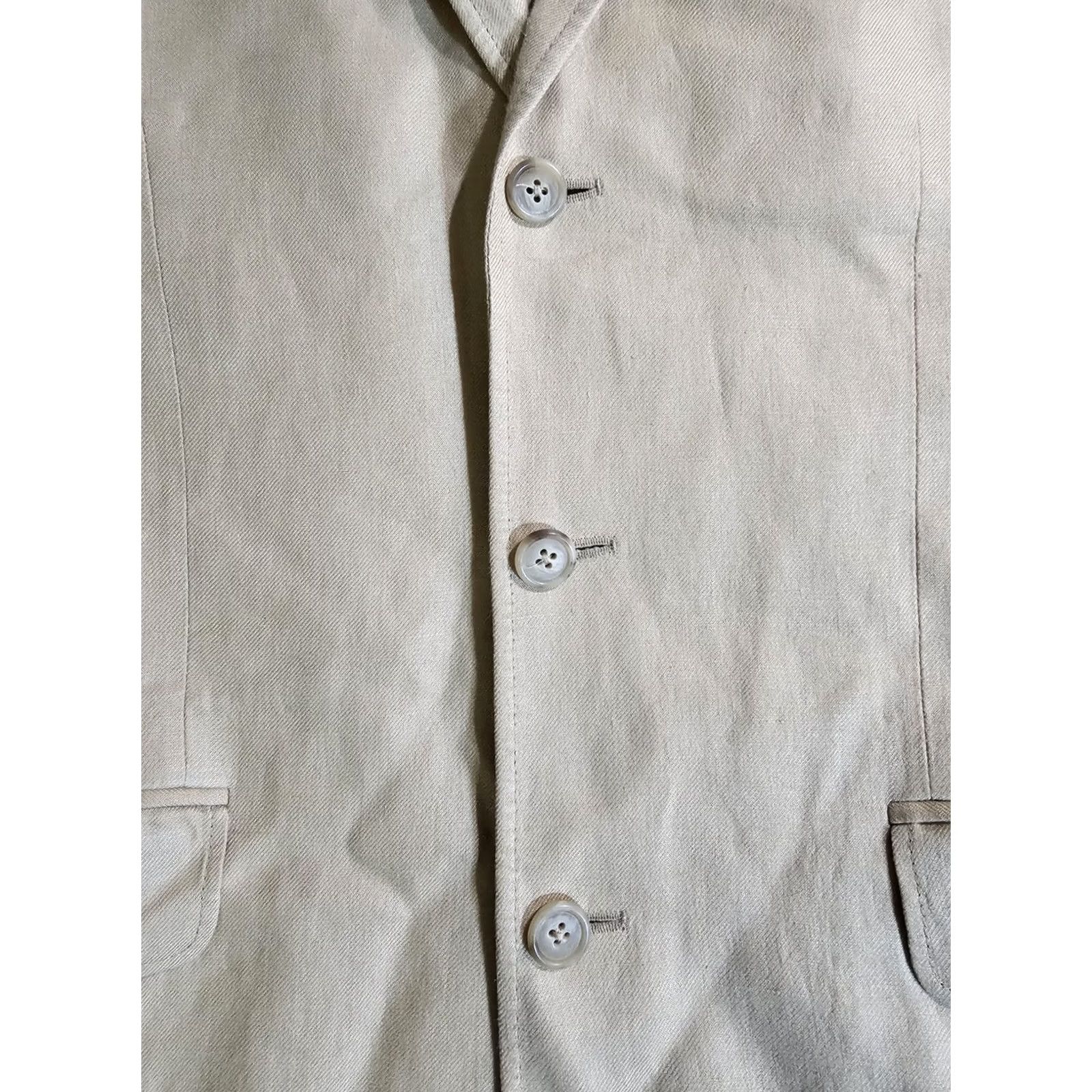 J.Crew VINTAGE J.CREW Blazer Linen Beige Mens Sz 38 Regular Blazer Blazer, J.CREW, 100% Irish Linen, Single-Breasted, Notch Lapel, Dry Clean Only Size 38R - 5 Thumbnail