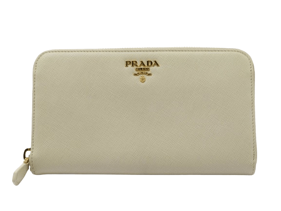 Prada Prada Saffiano Leather Zippy White Wallet Size ONE SIZE - 1 Thumbnail