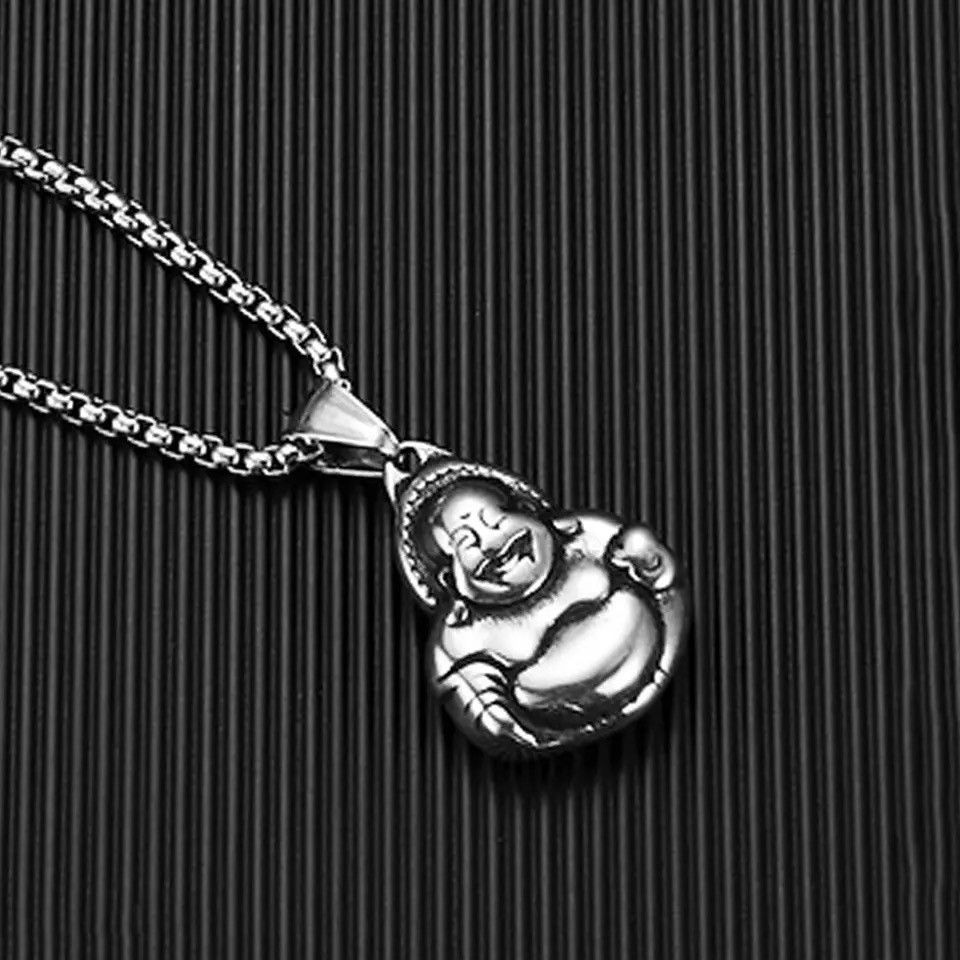 Jewelry Buddha pendant sitting on a 50/60/70cm cuban chain Size ONE SIZE - 2 Thumbnail