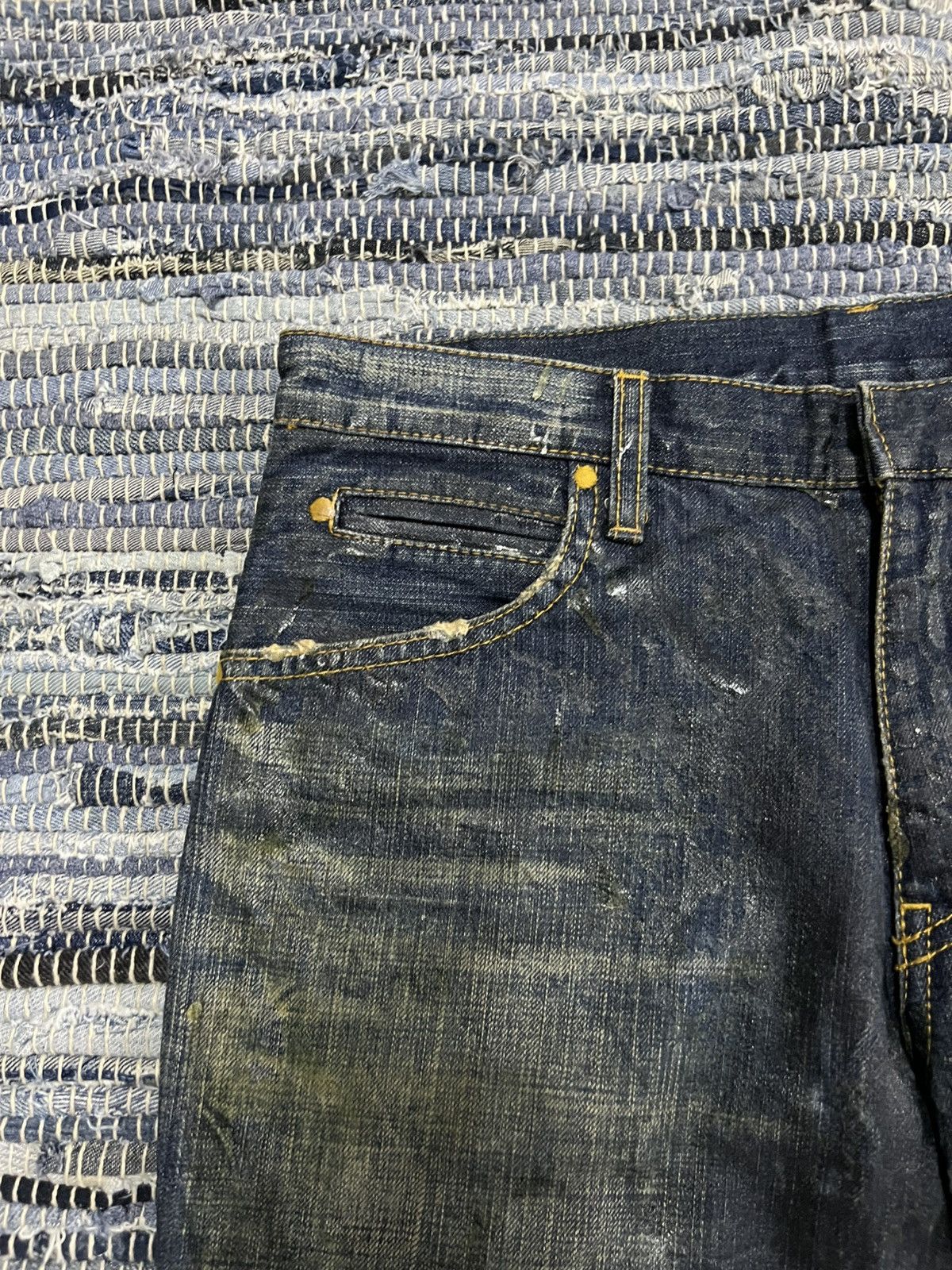 CIVARIZE Designwork 🇯🇵 Dirty Waxed Painter Trompe l'œil Homeless Denim Size US 31 - 4 Thumbnail