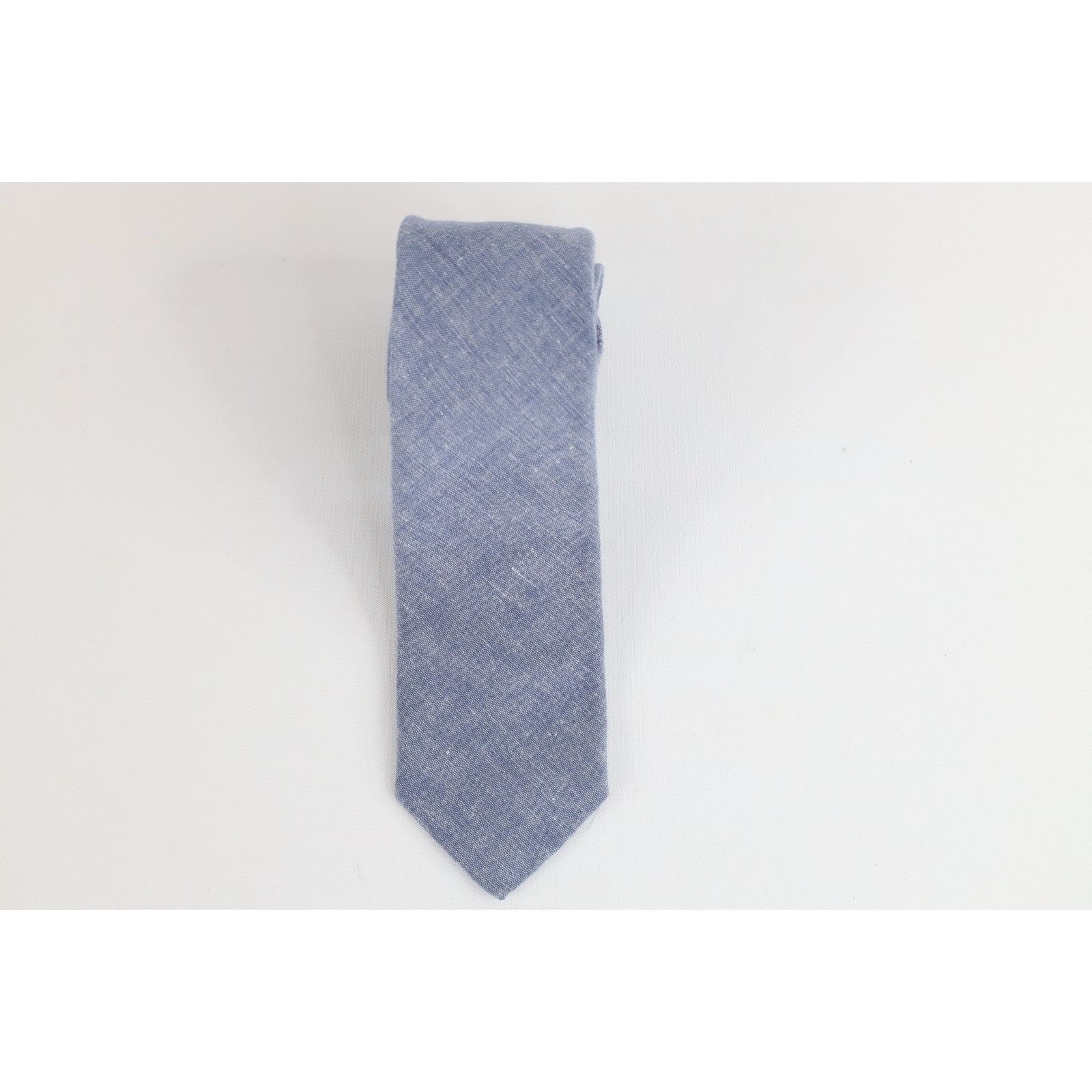 J.Crew Vintage J Crew Chambray Cotton Knit Handmade Skinny Neck Tie Size ONE SIZE - 1 Thumbnail