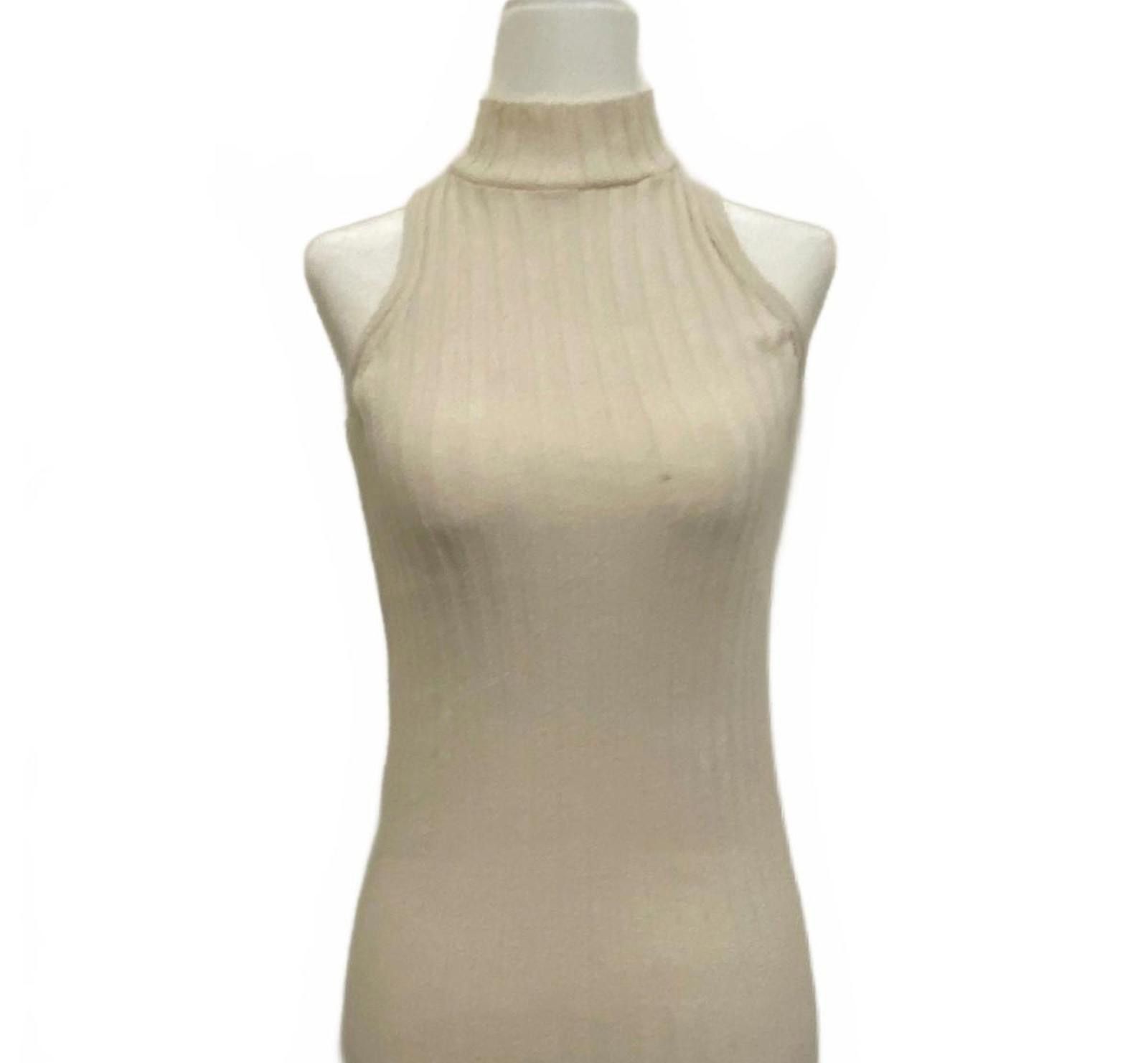 Asos ASOS Sleeveless Knit Mockneck Midi Dress in Beige (SMALL) Size S / US 4 / IT 40 - 1 Thumbnail