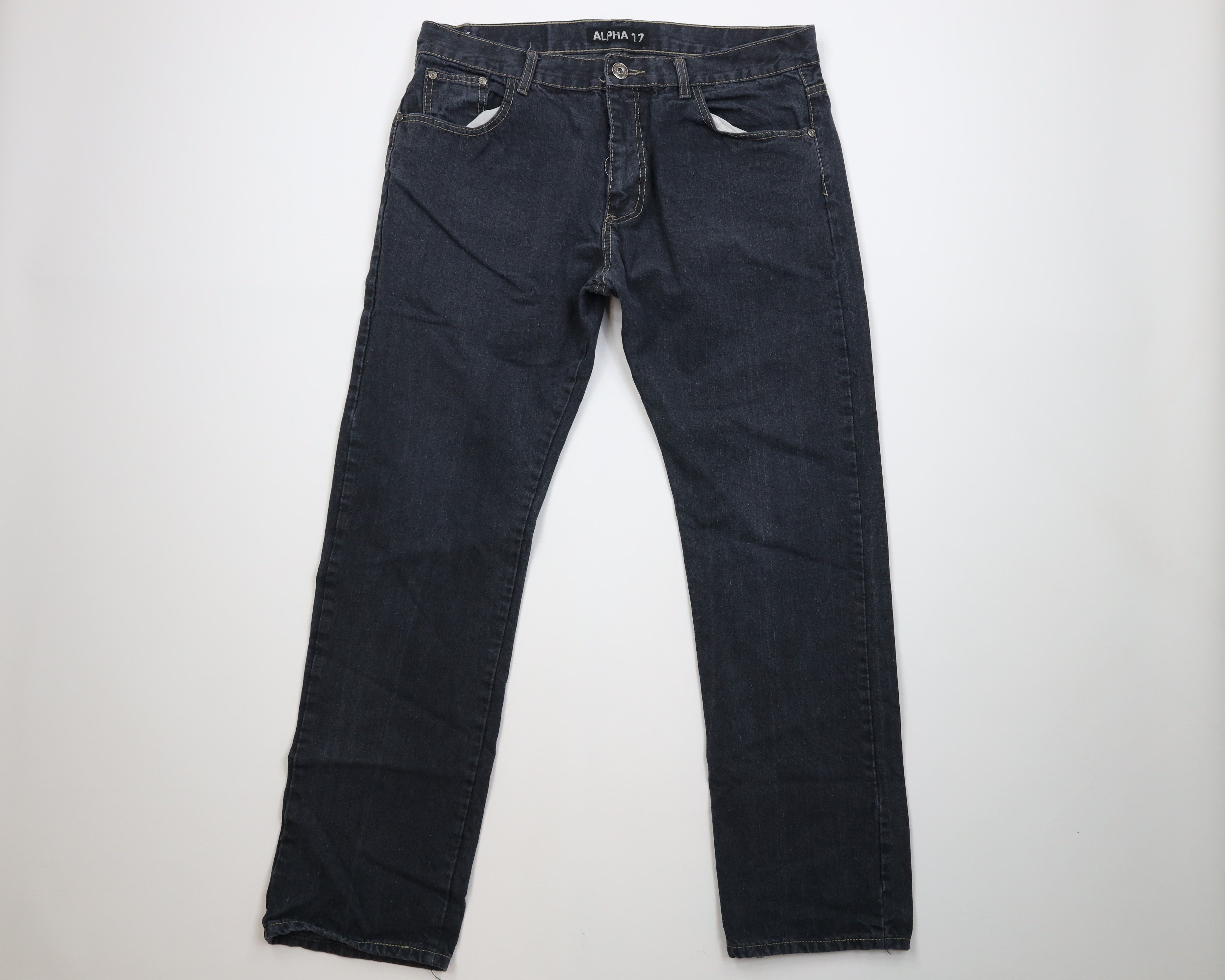 Vintage Vintage 90s Y2K Streetwear Straight Leg Denim Jeans Black Size US 38 / EU 54 - 1 Thumbnail