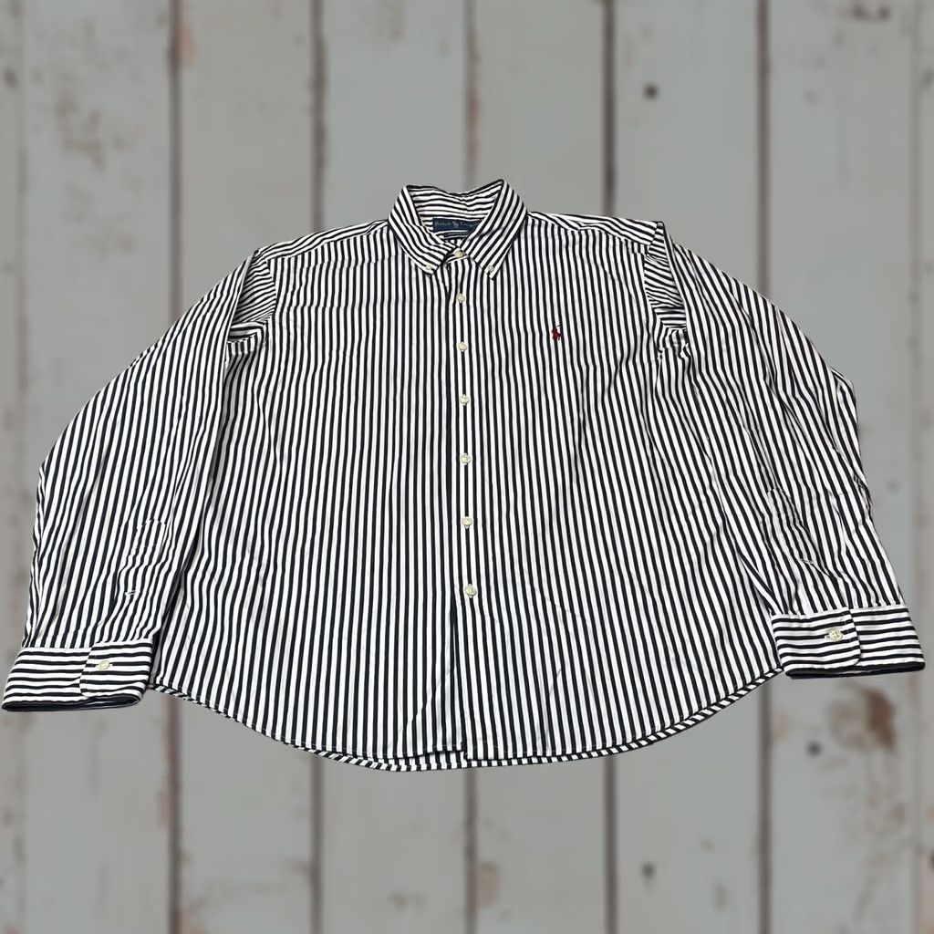 Ralph Lauren Ralph Lauren Shirt Mens XL Long Sleeve Button-Up Black Striped 100% Cotton 7488 Size US XL / EU 56 / 4 - 1 Thumbnail